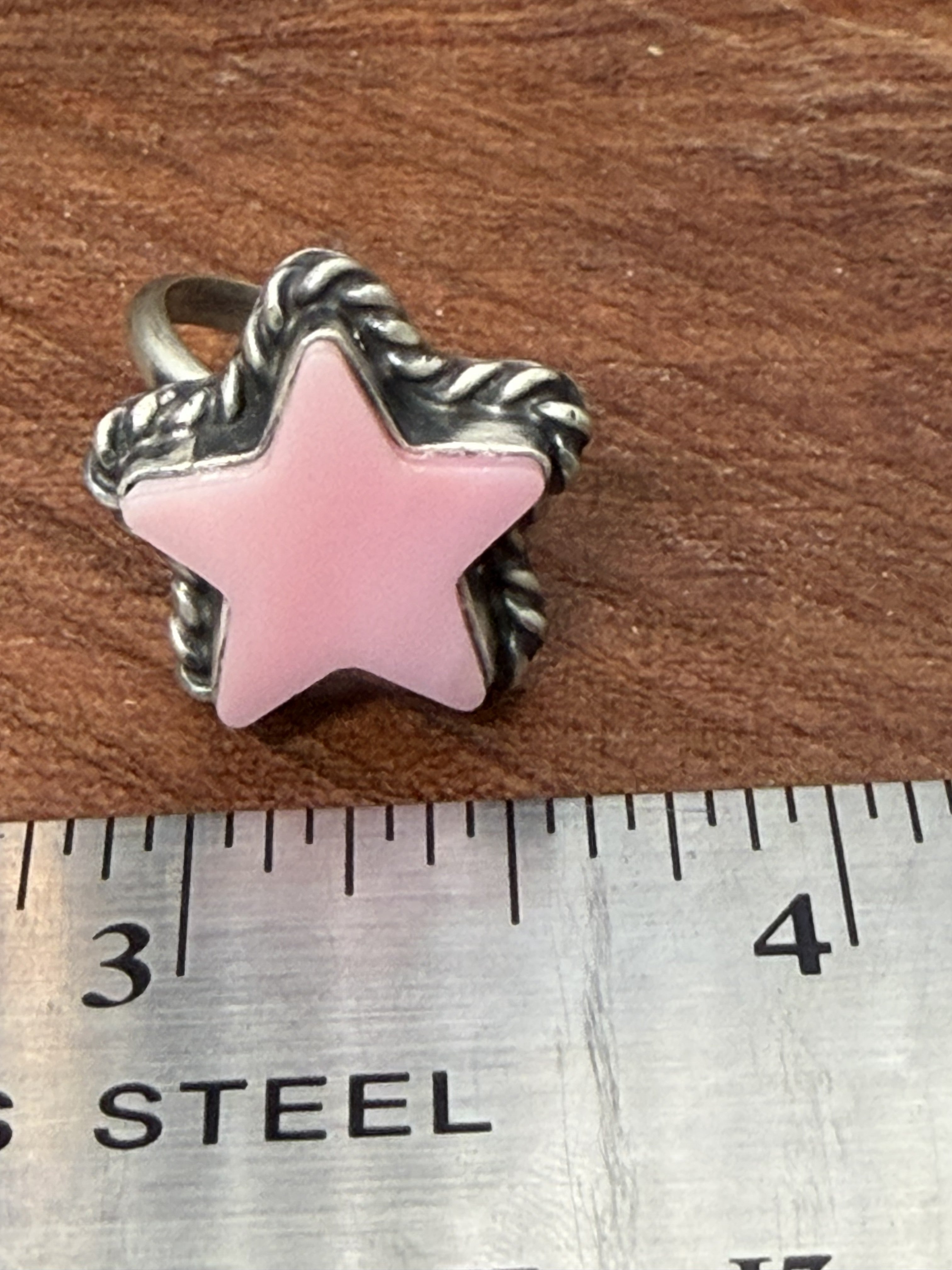 *Native American Made*  Navajo Johnny Dixon:  Pink Conch Star Ring