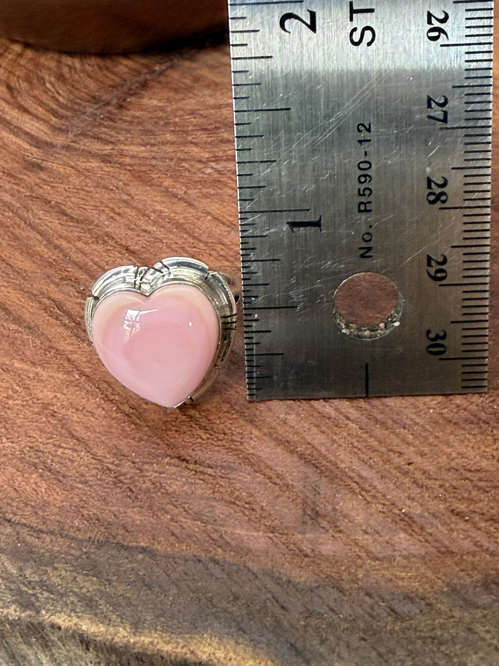 *Native American Made*  Navajo Samson Etsitty:  Pink Conch Heart Ring