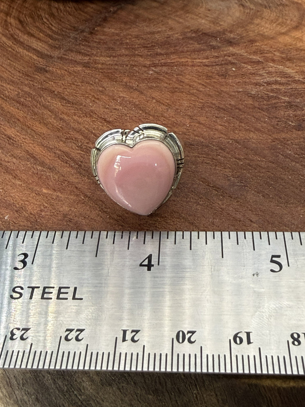 *Native American Made*  Navajo Samson Etsitty:  Pink Conch Heart Ring