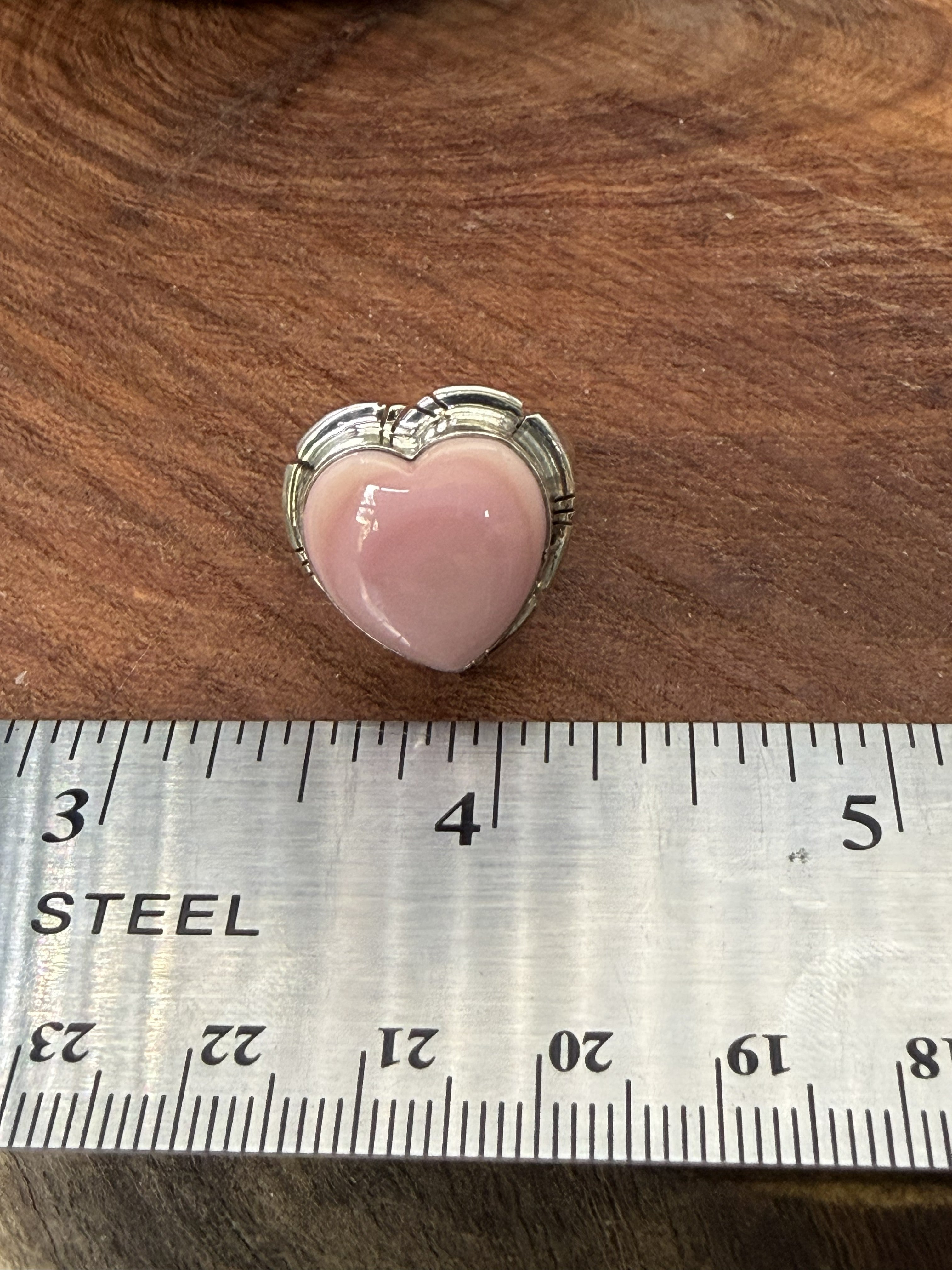 *Native American Made*  Navajo Samson Etsitty:  Pink Conch Heart Ring