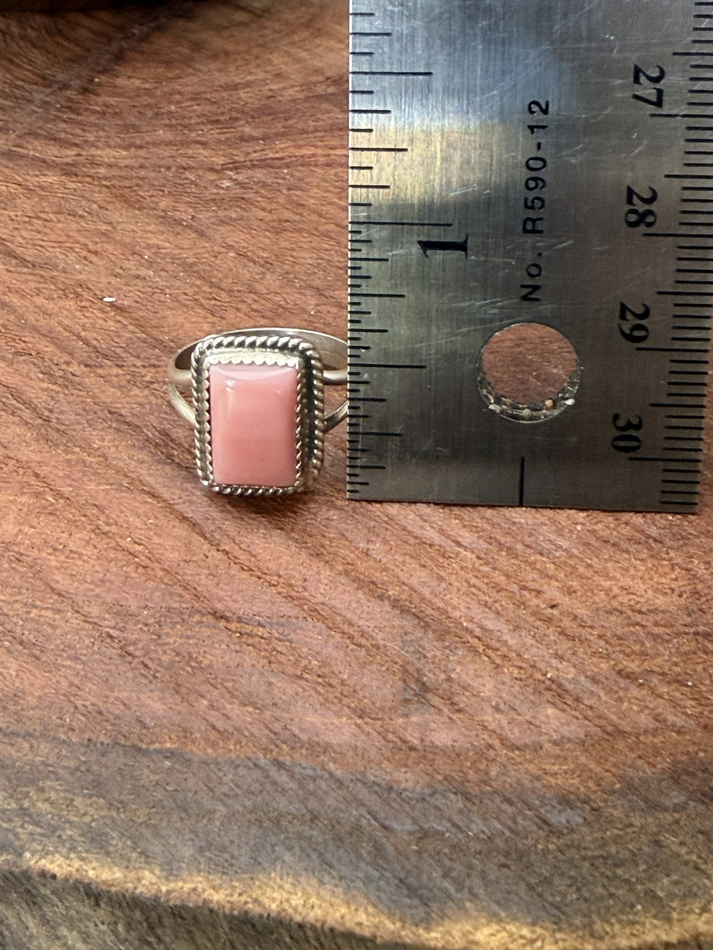 *Native American Made*  Navajo Byron Begay:  Rectangle Pink Conch Ring