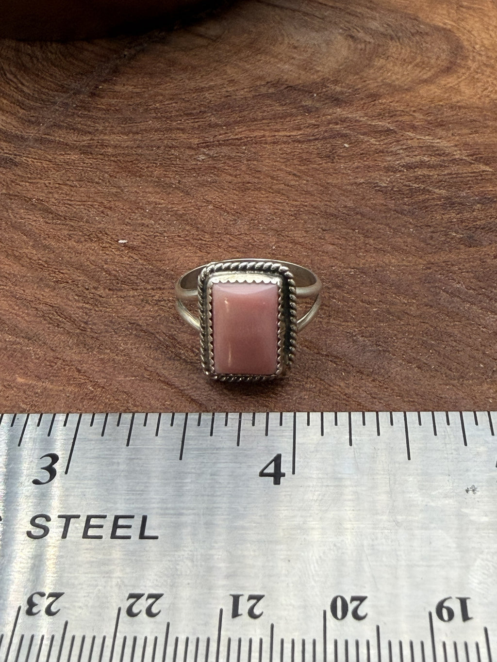 *Native American Made*  Navajo Byron Begay:  Rectangle Pink Conch Ring