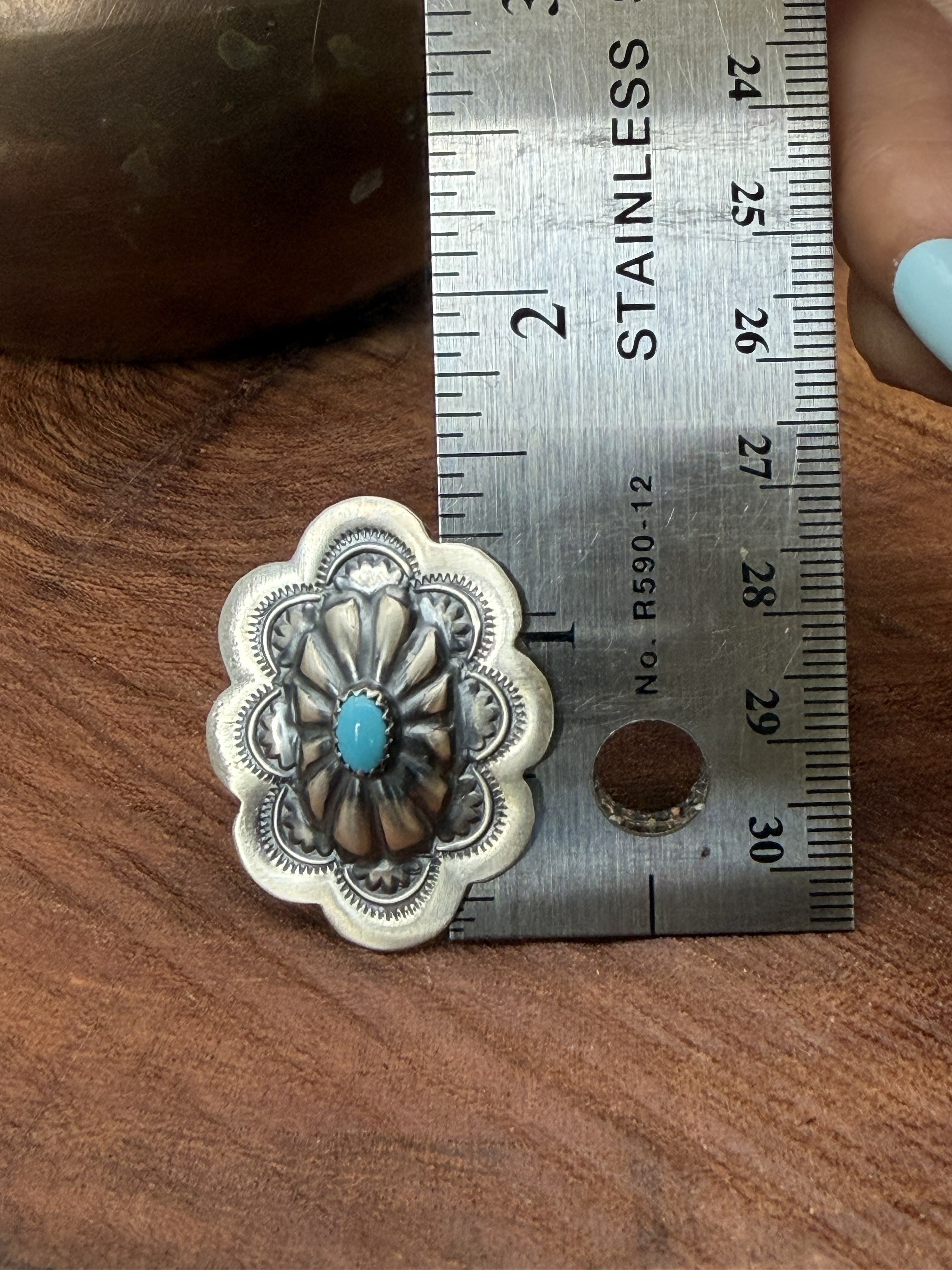 *Native American Made*  Navajo Raymond Benally:  Sleeping Beauty Concho Ring