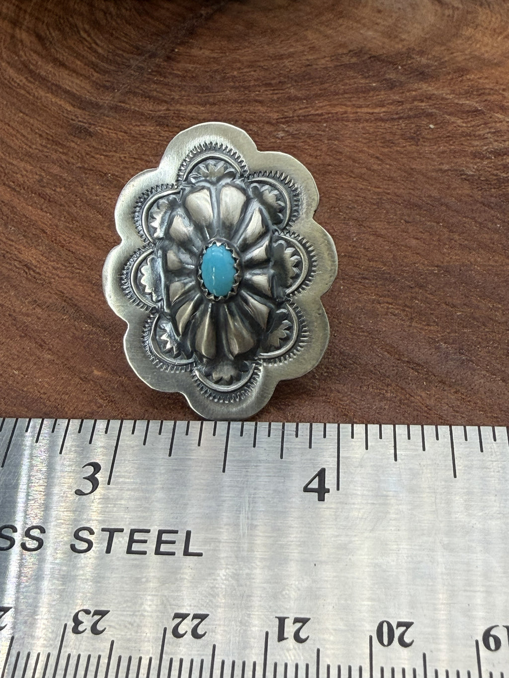 *Native American Made*  Navajo Raymond Benally:  Sleeping Beauty Concho Ring