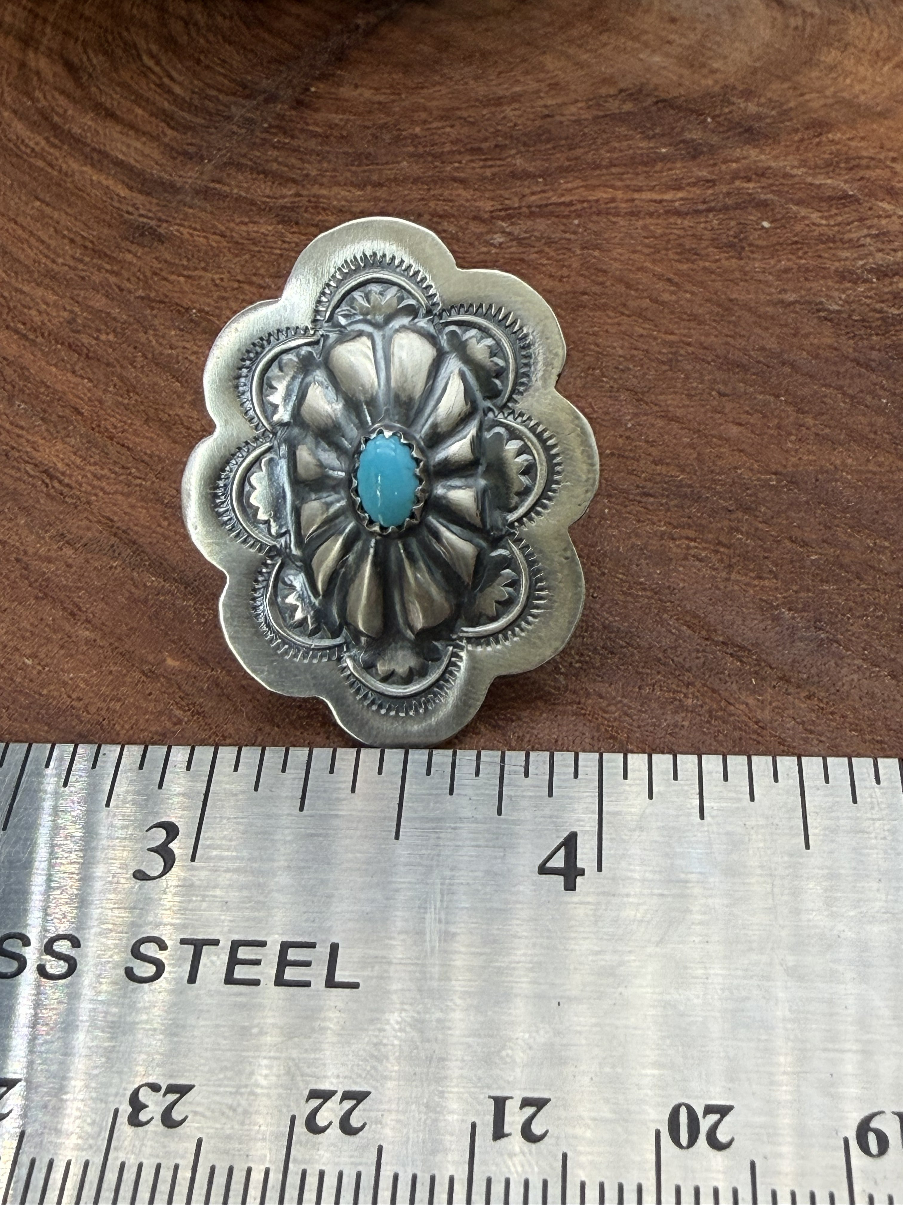 *Native American Made*  Navajo Raymond Benally:  Sleeping Beauty Concho Ring