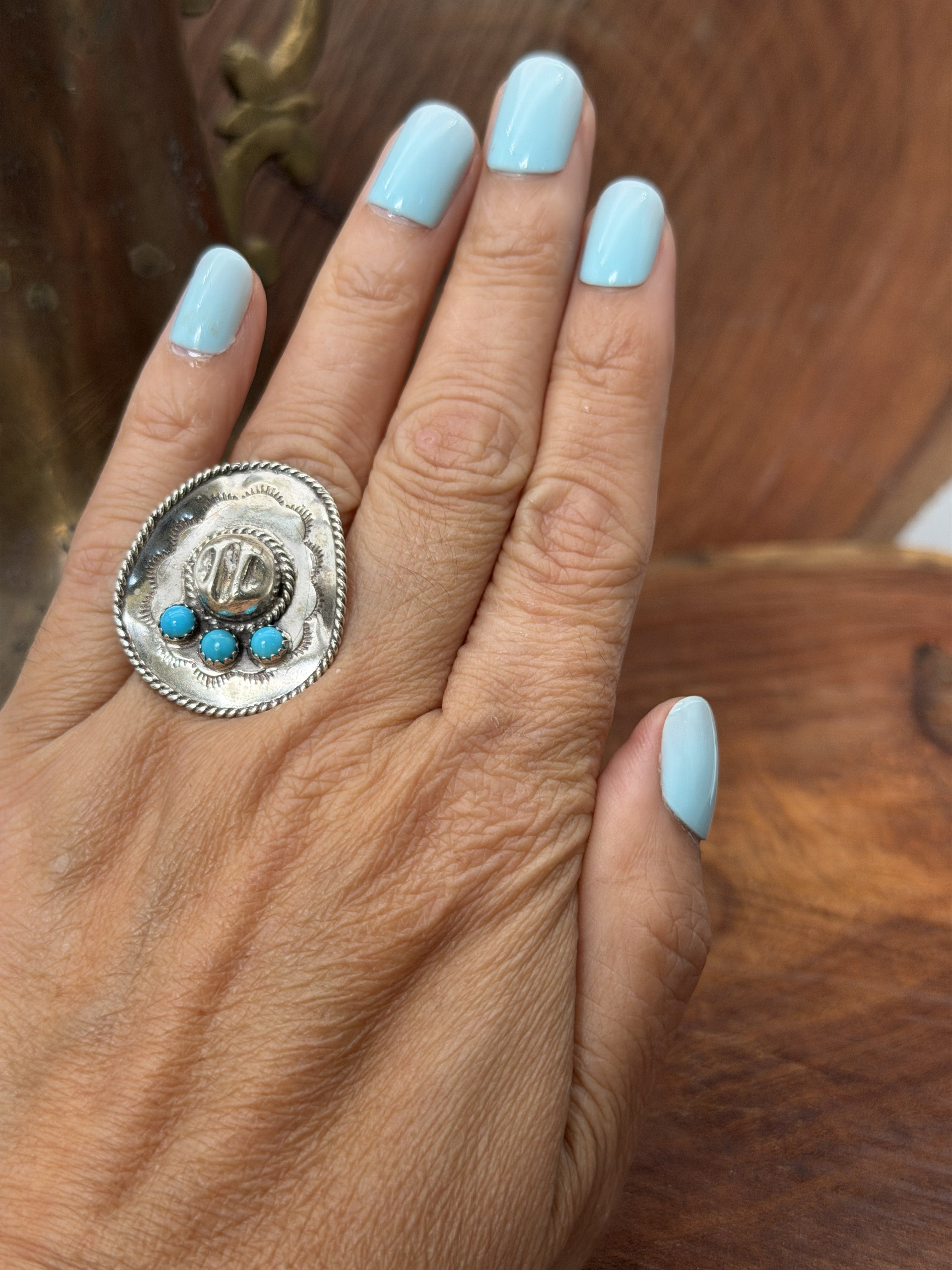 *Native American Made*  Navajo Bobby Platero Cowboy Hat Ring