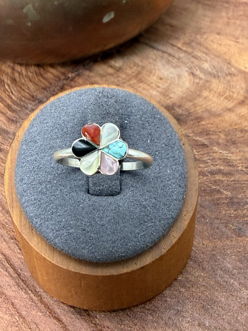 *Native American Made*  Zuni Raymond Bobble:  Zuni Flower Ring