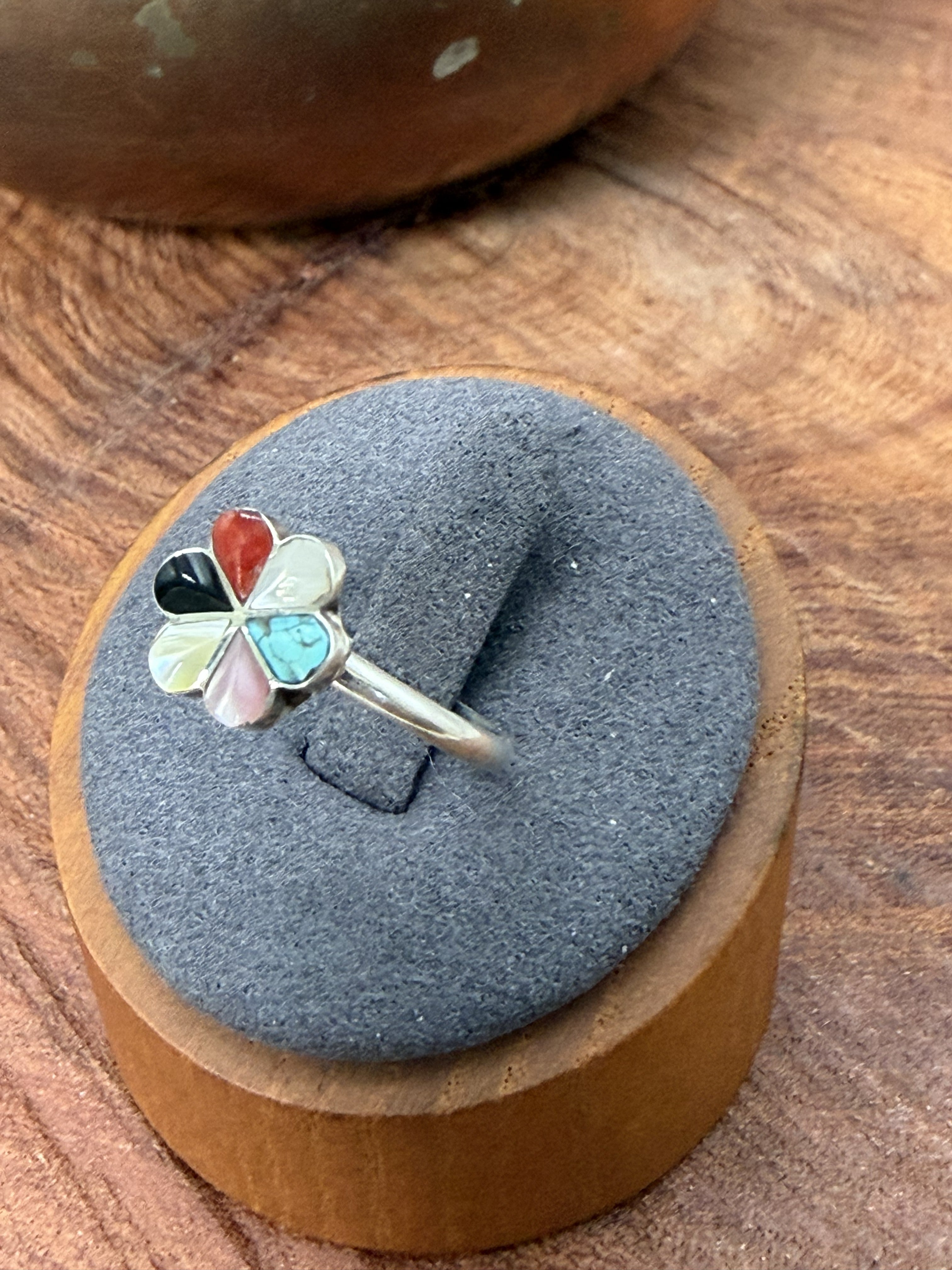 *Native American Made*  Zuni Raymond Bobble:  Zuni Flower Ring