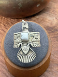 Sterling Silver Thunderbird with White Buffalo Ring