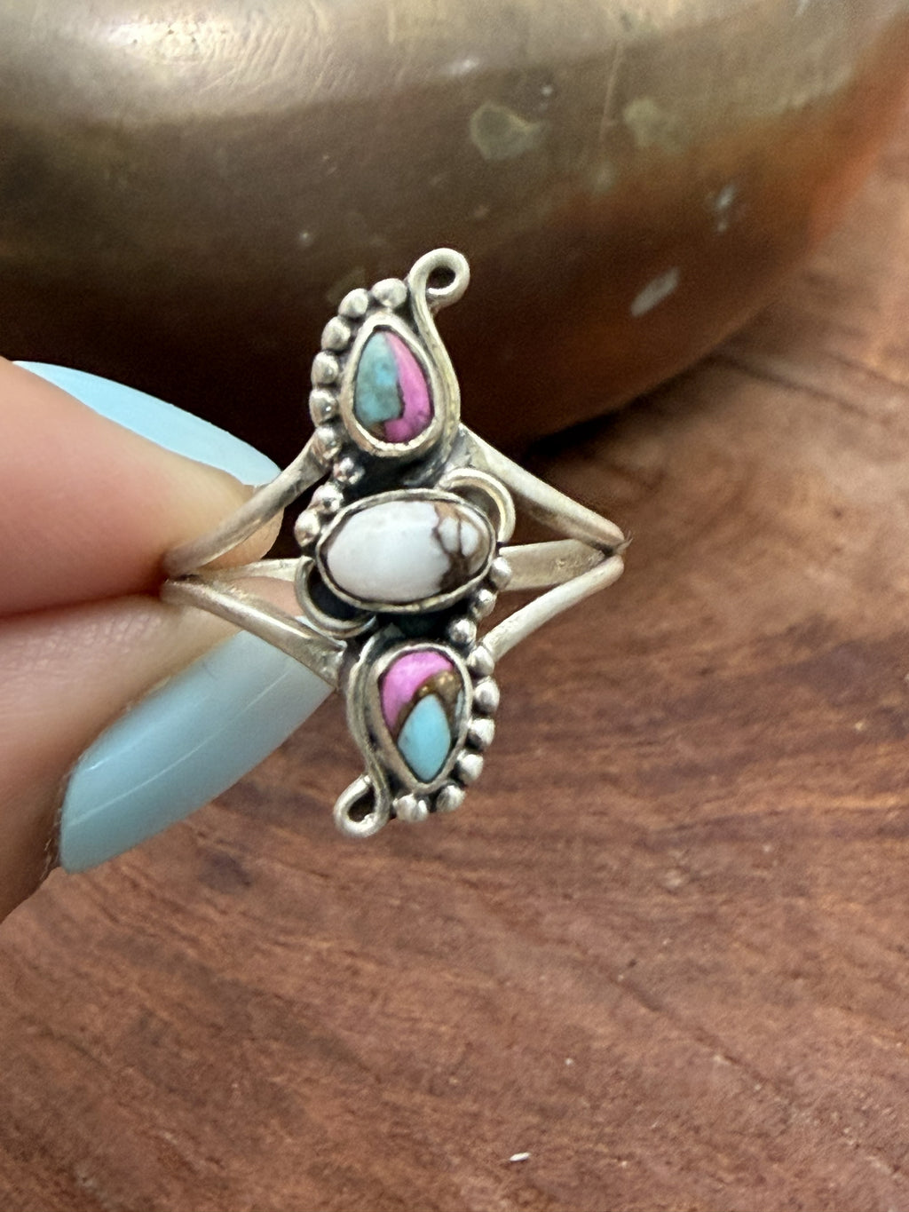 Cotton Candy 3 Stone Ring