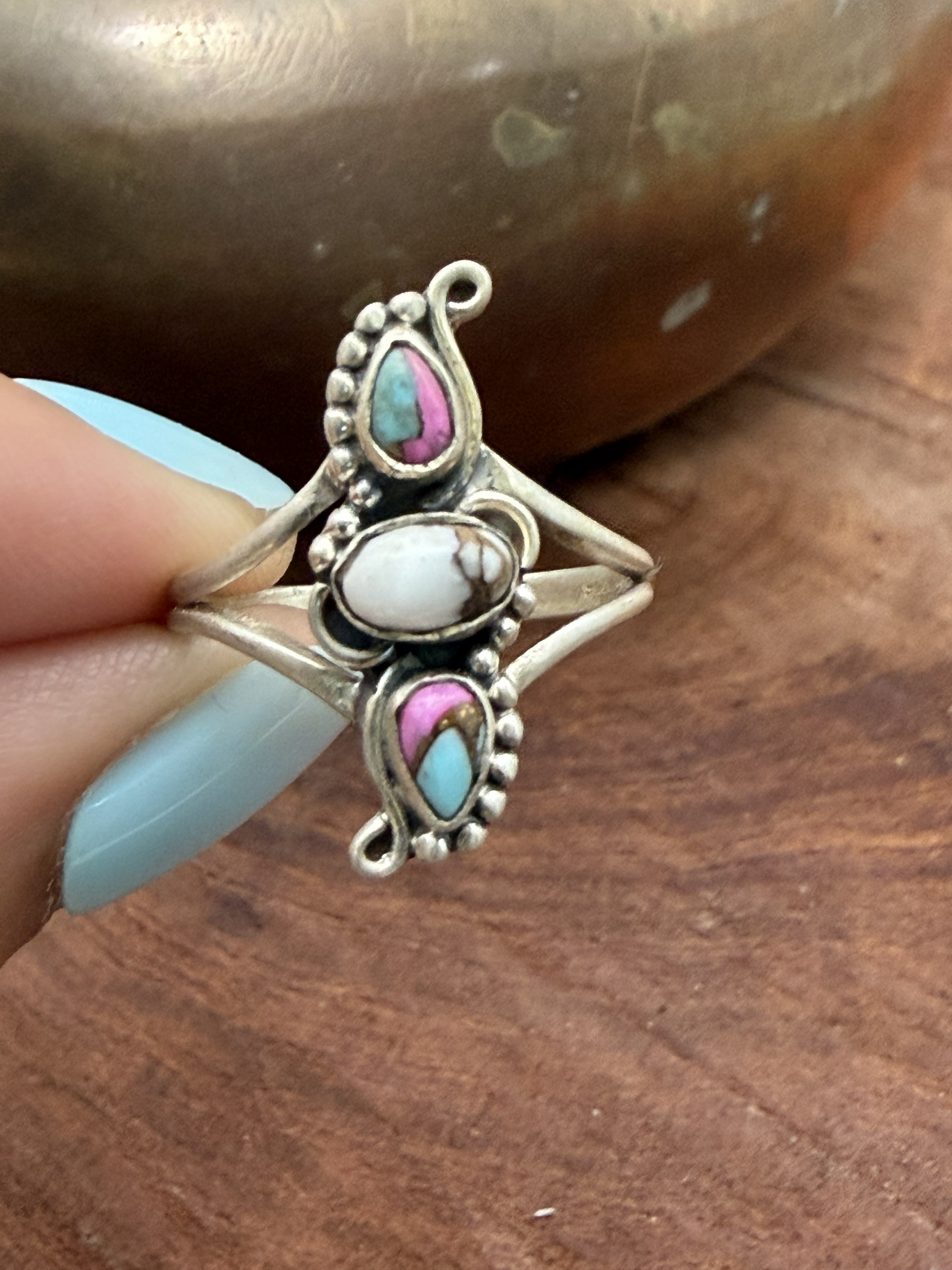 Cotton Candy 3 Stone Ring