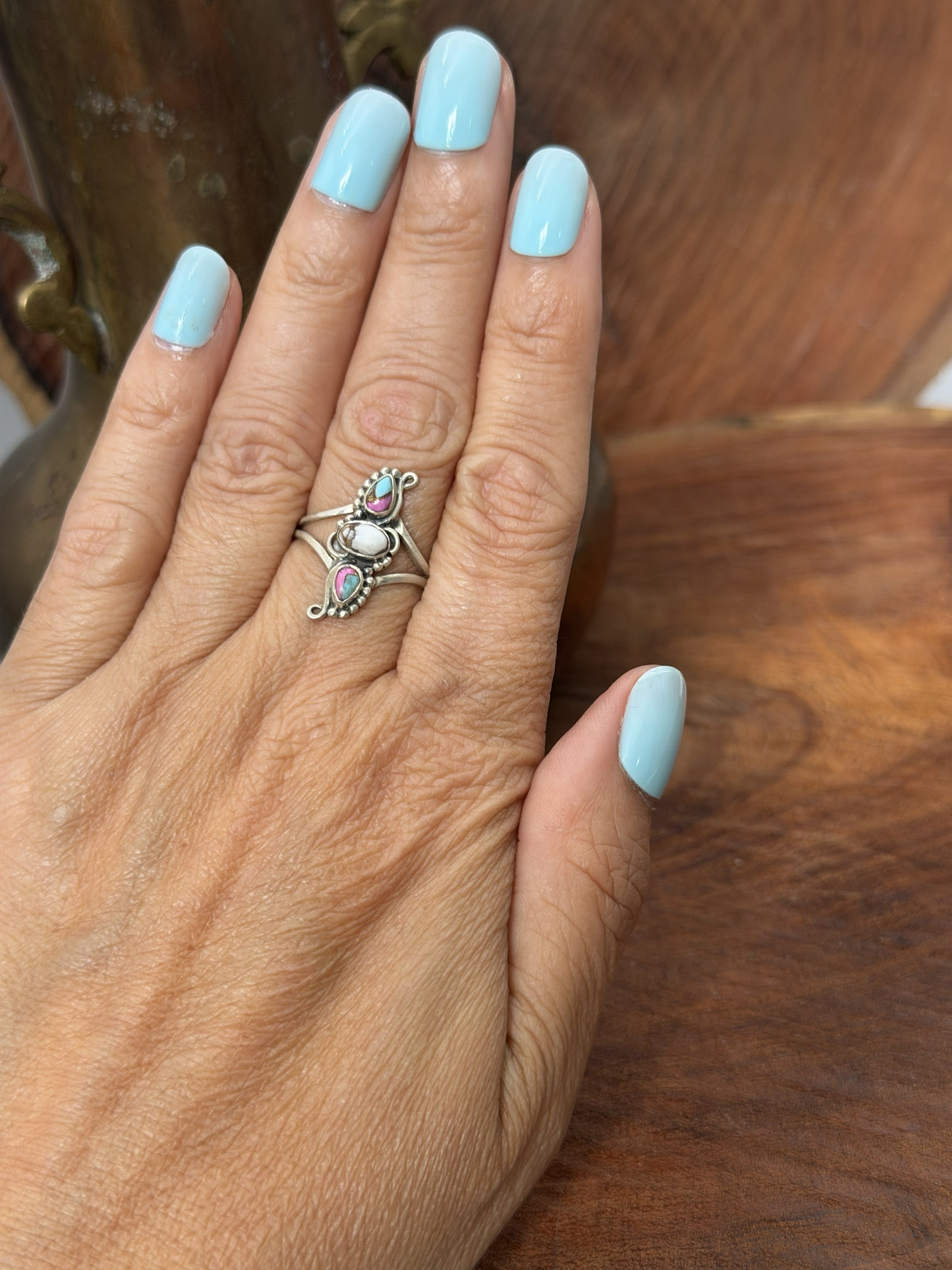 Cotton Candy 3 Stone Ring