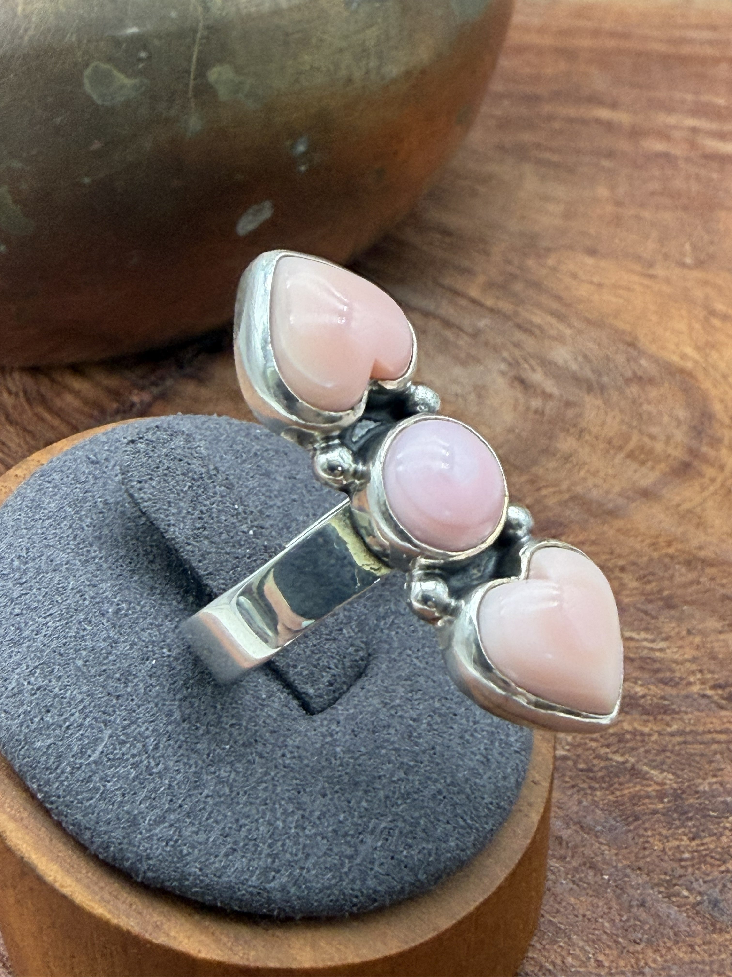 3 Stone Heart Crawler Ring