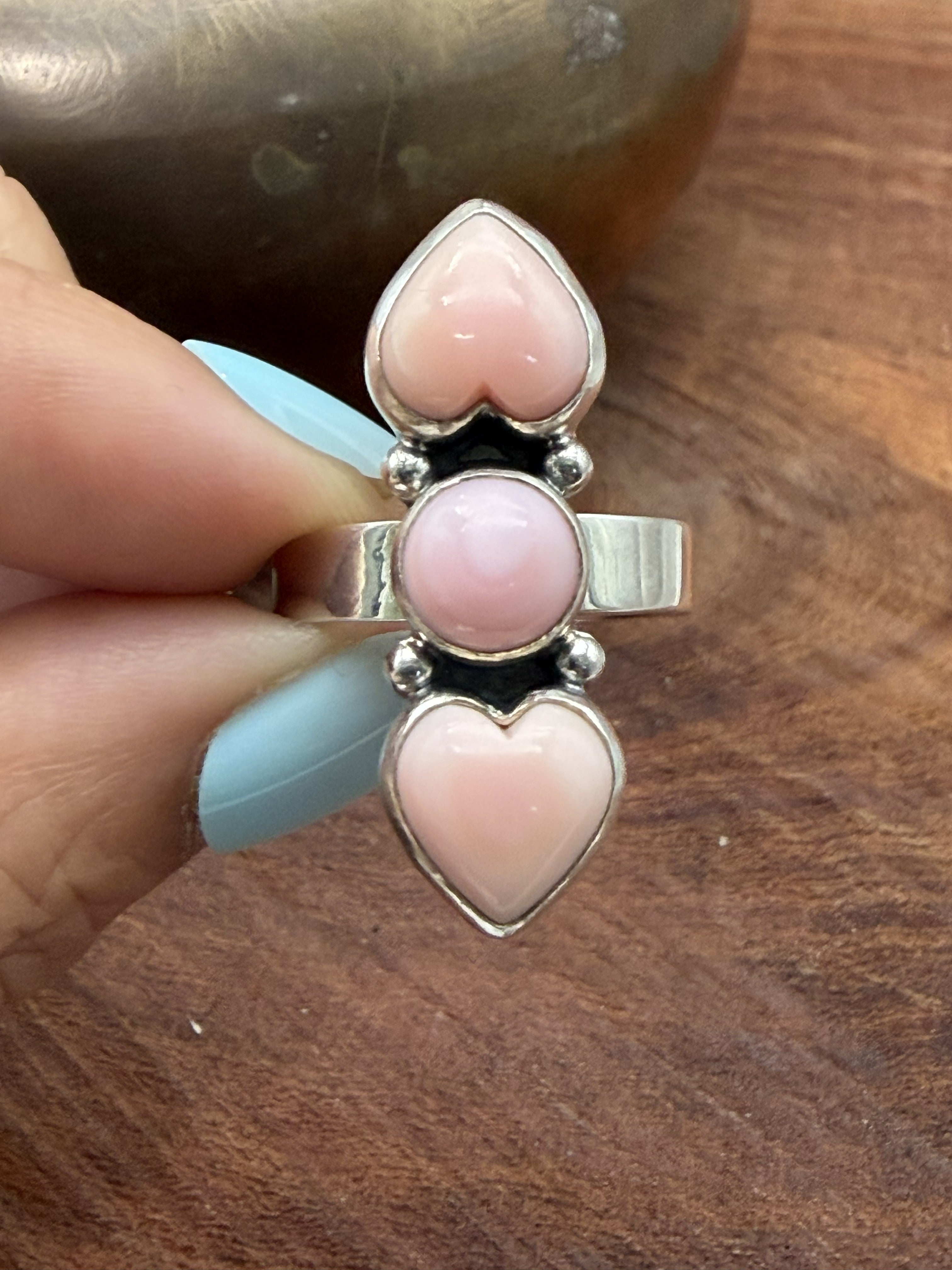 3 Stone Heart Crawler Ring