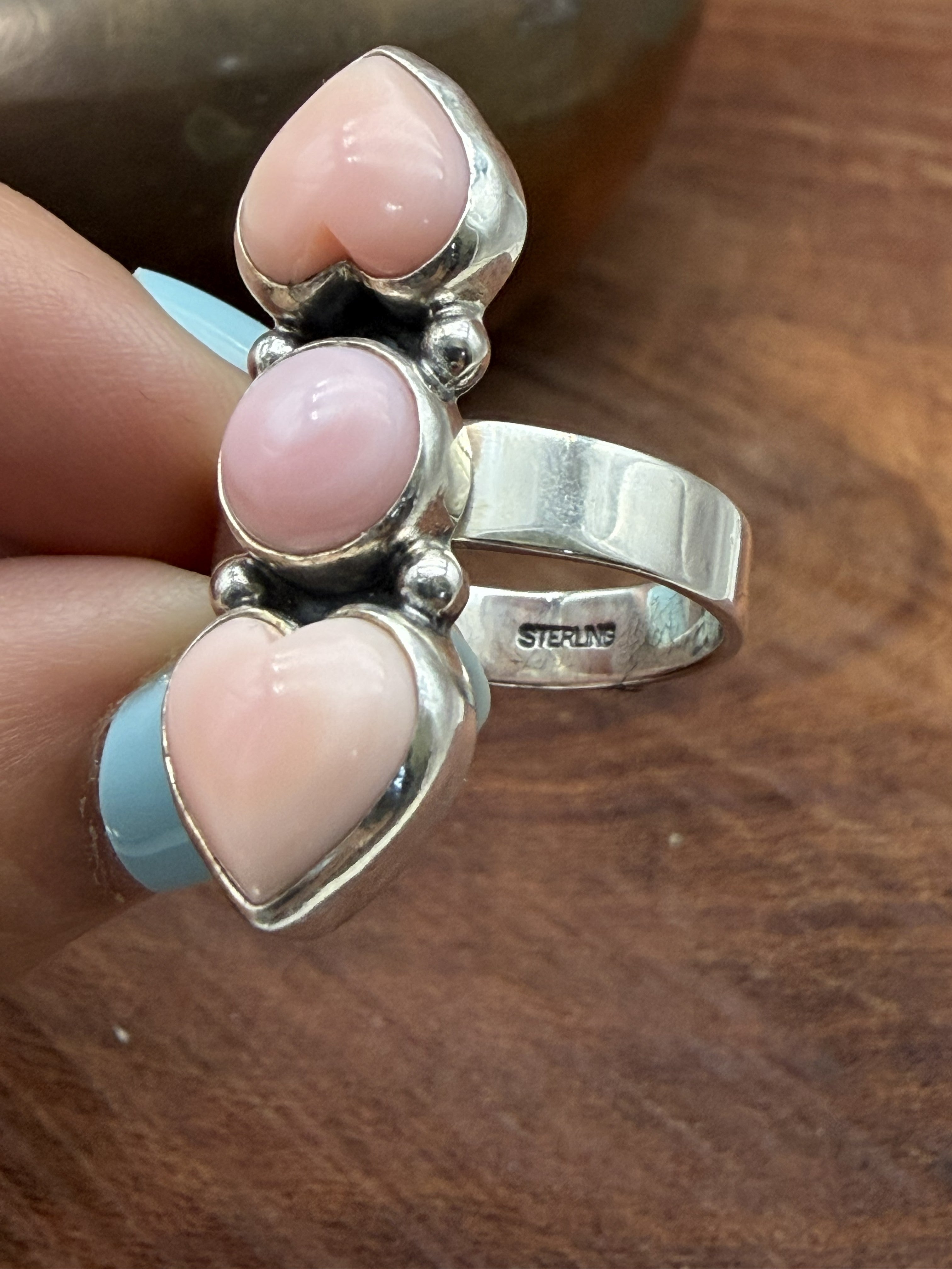 3 Stone Heart Crawler Ring