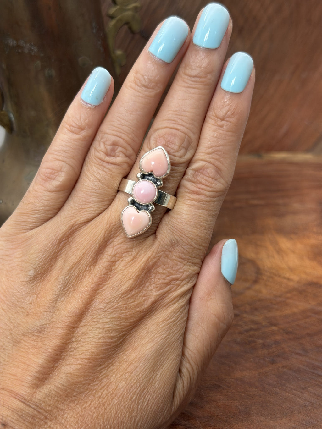 3 Stone Heart Crawler Ring