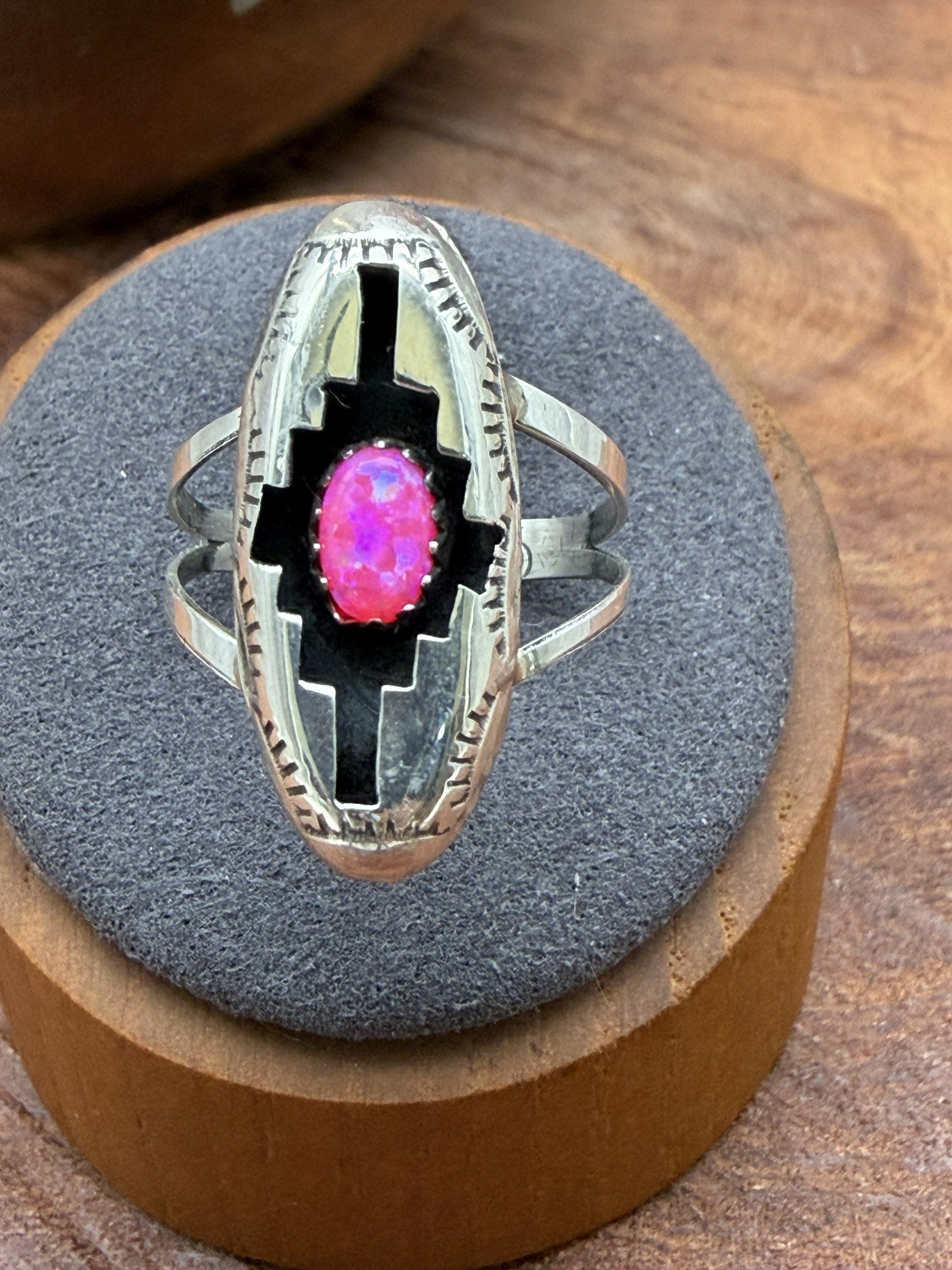 Shadow Ring with Pink Opal