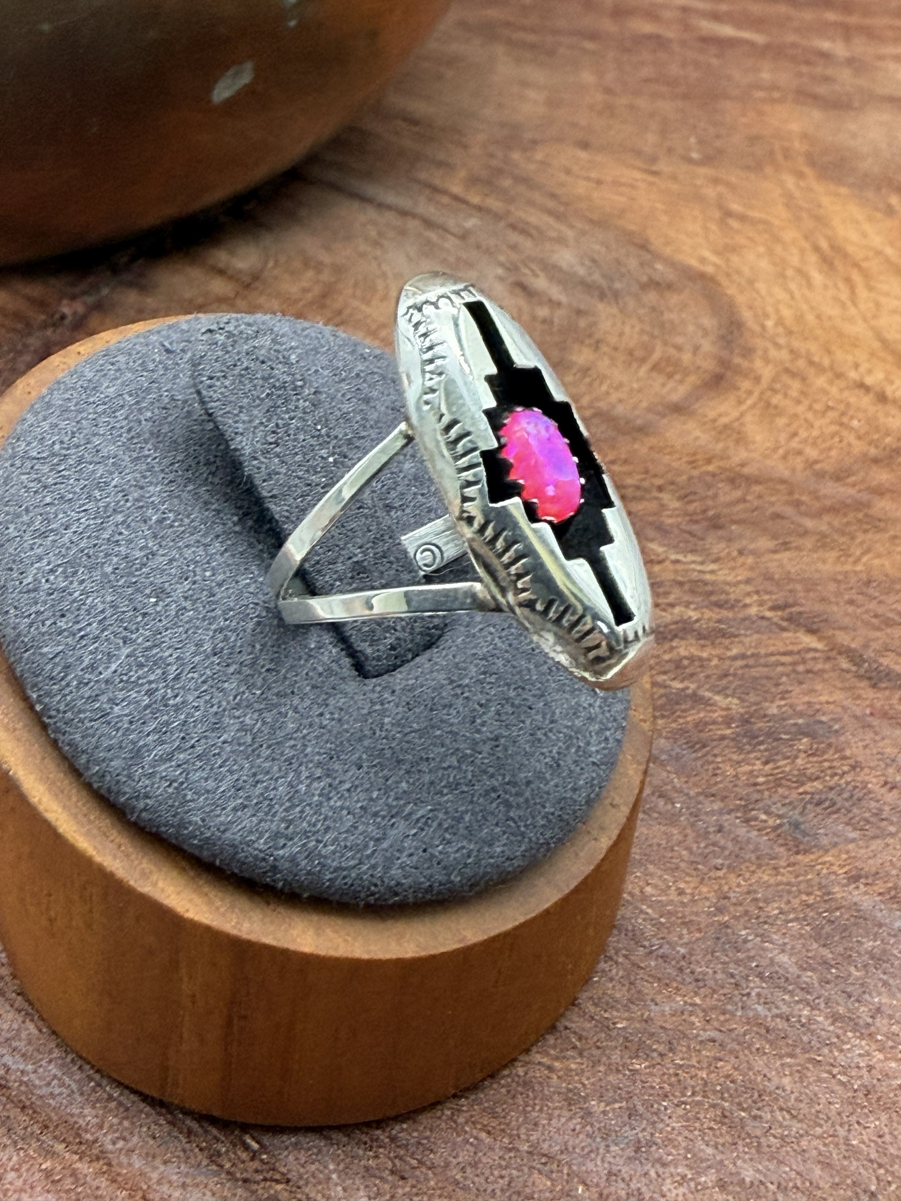 Shadow Ring with Pink Opal