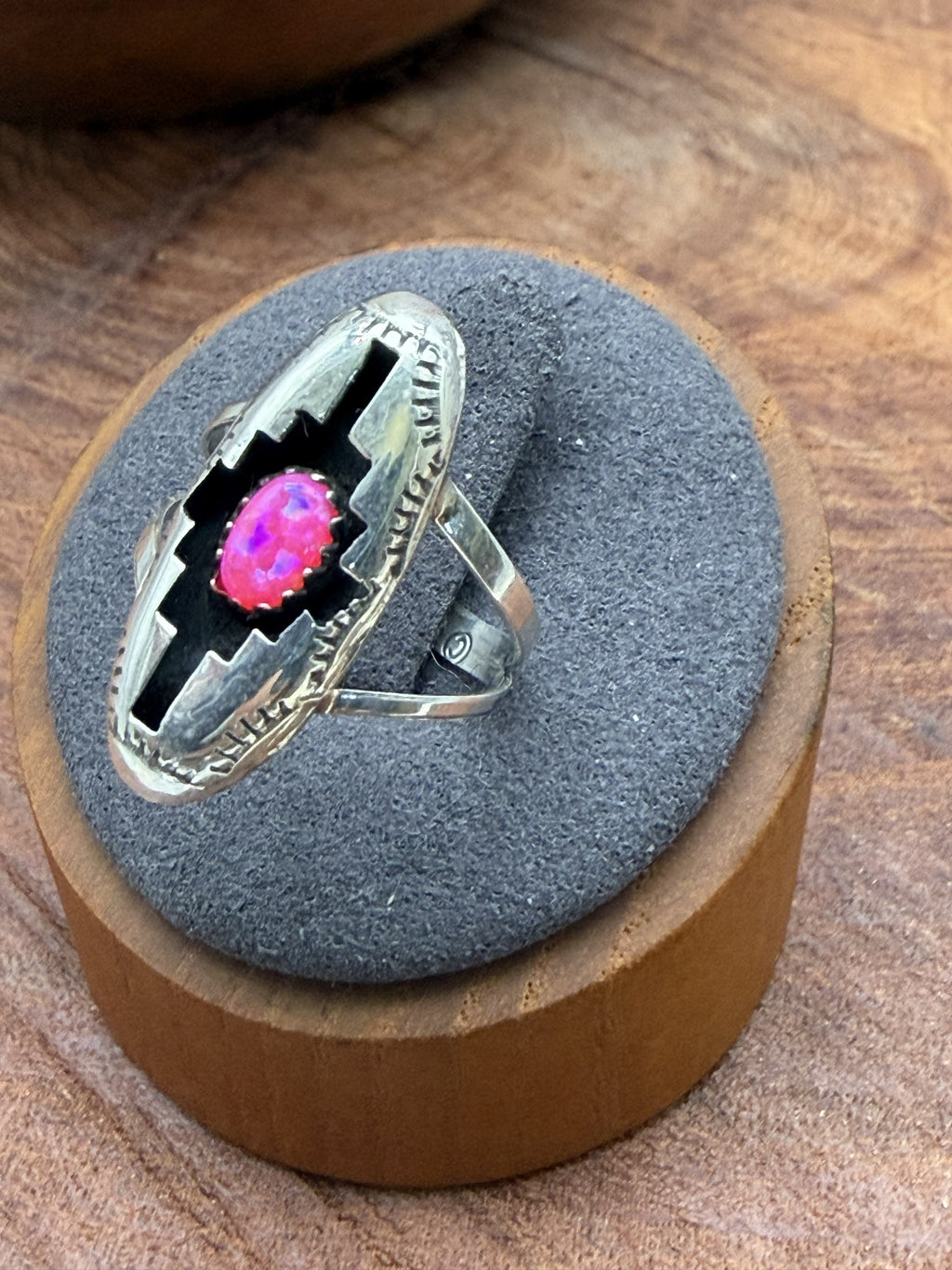 Shadow Ring with Pink Opal