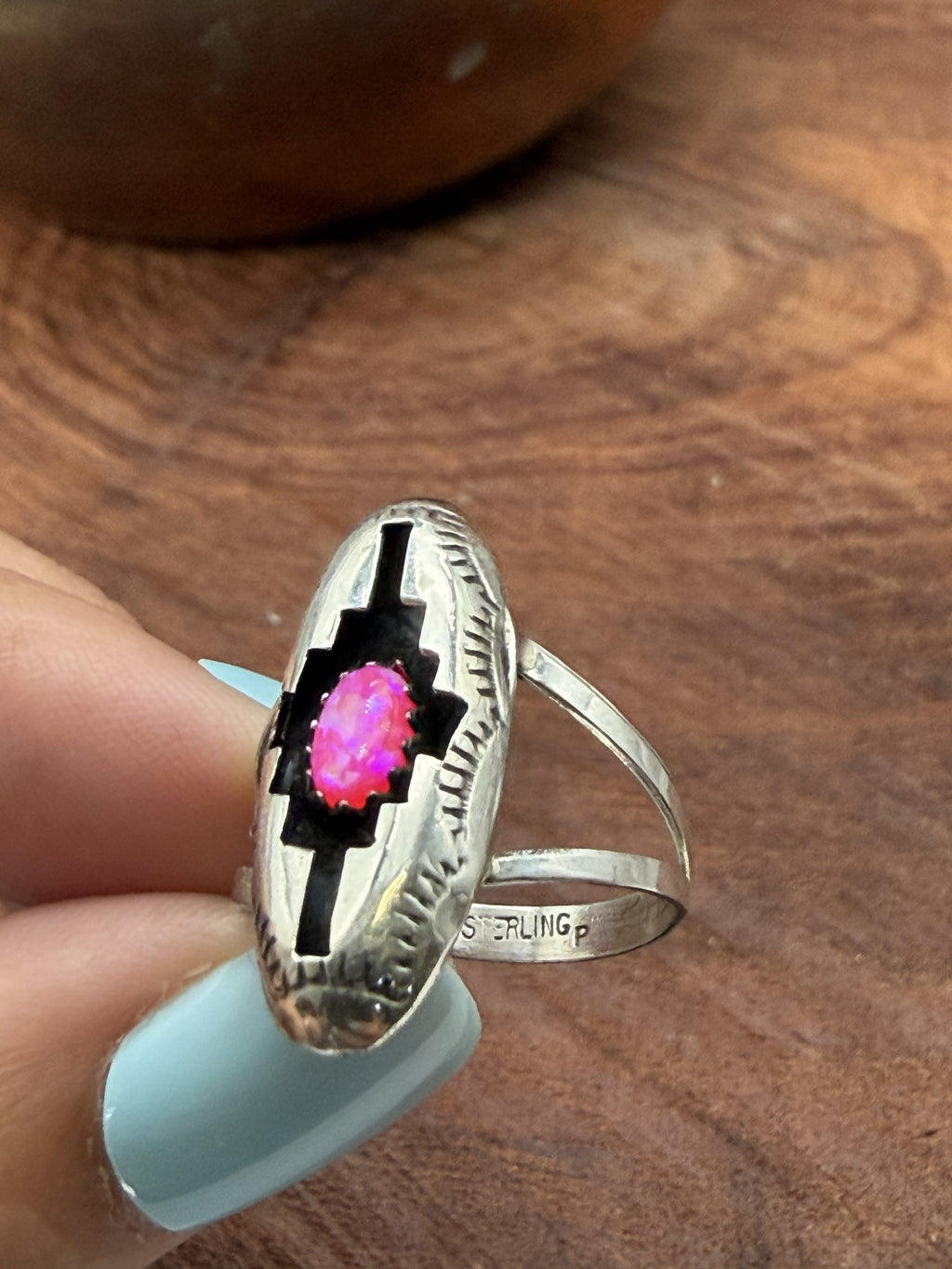 Shadow Ring with Pink Opal