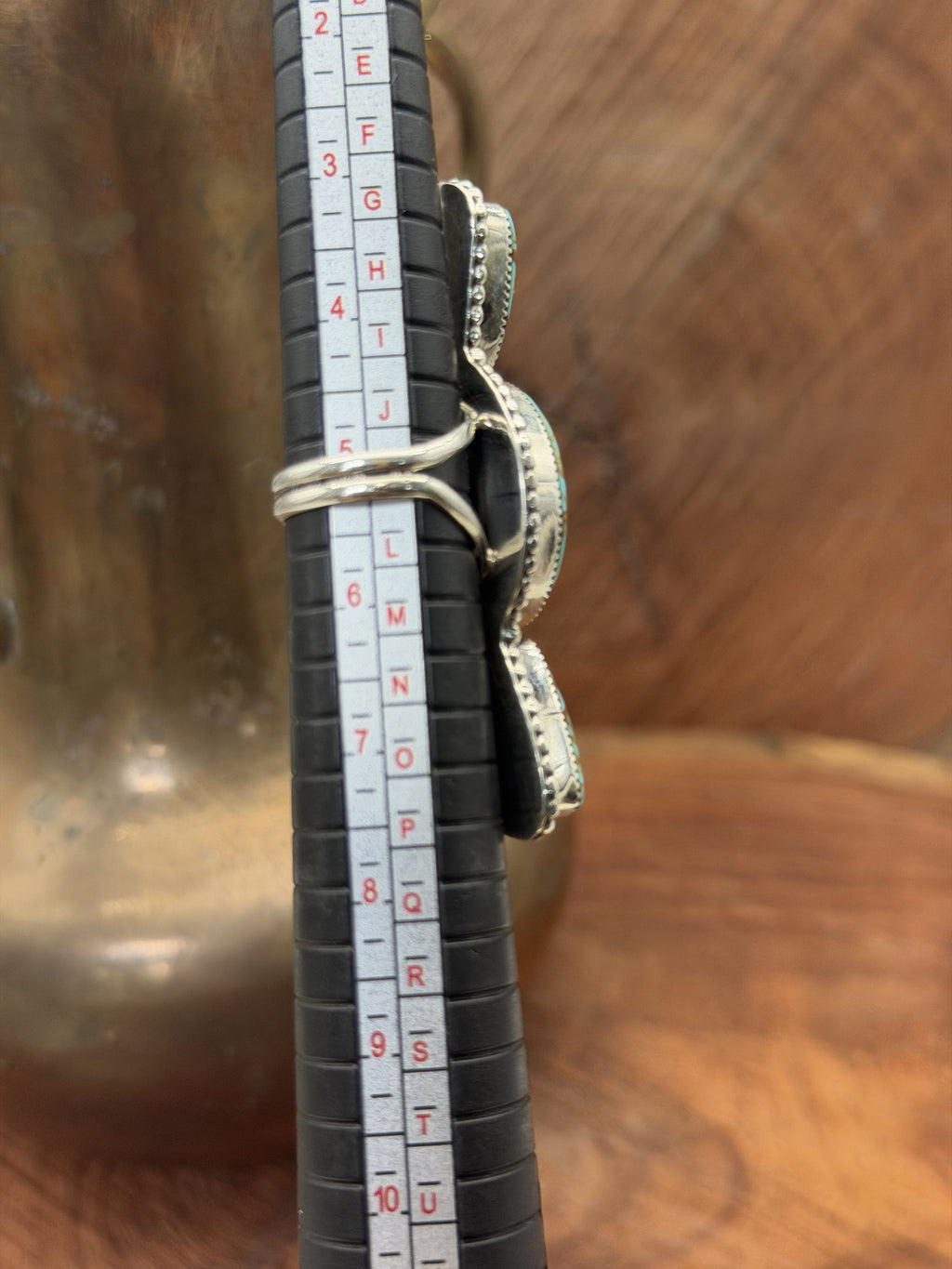 *Native American Made*  Navajo Suzanna Johnson:  3 Royston Stone Crawler Ring