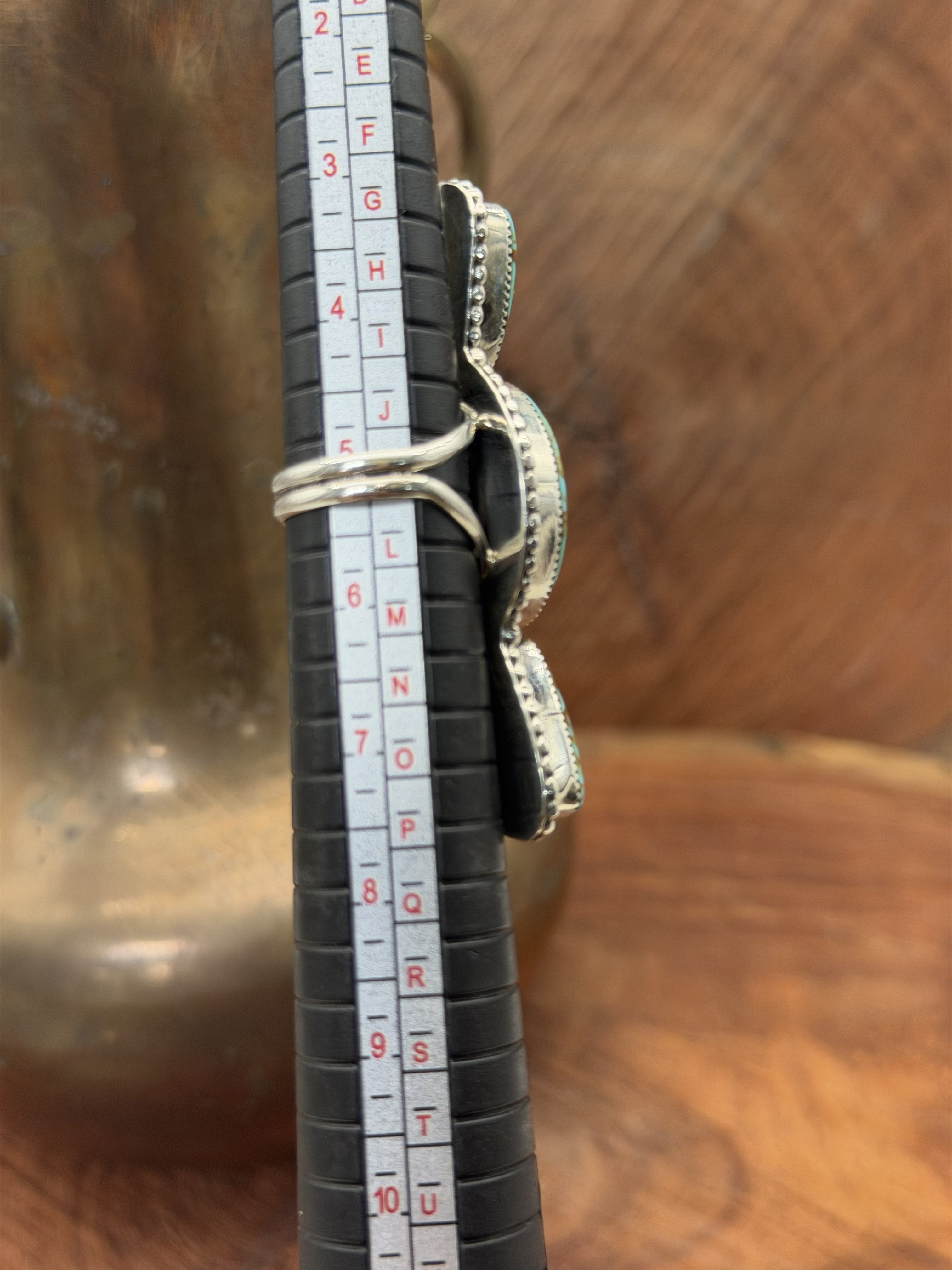 *Native American Made*  Navajo Suzanna Johnson:  3 Royston Stone Crawler Ring