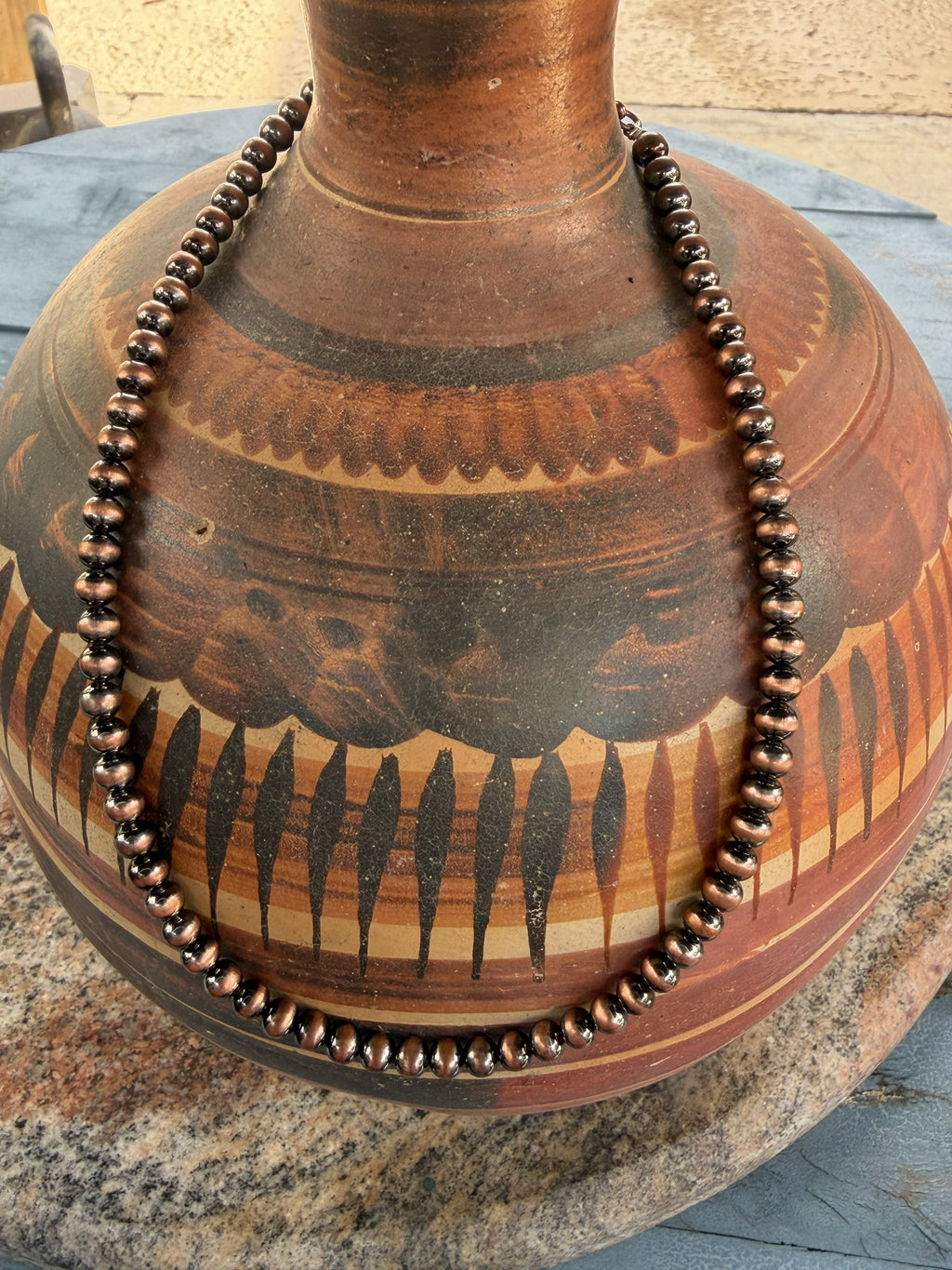 *Native American Made* Navajo Kimberly Tom:  18"-20" Copper Pearl Necklace