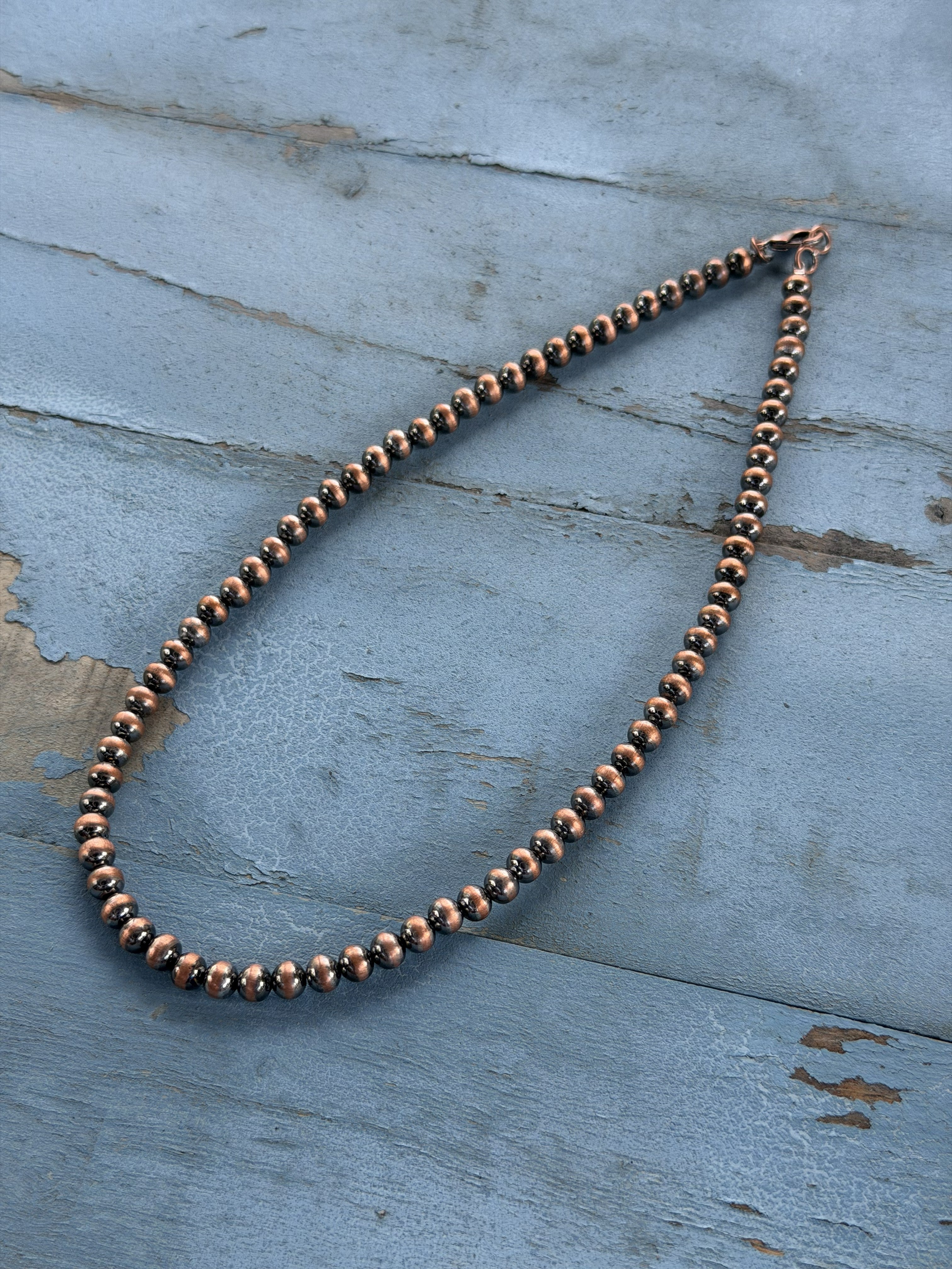 *Native American Made* Navajo Kimberly Tom:  18"-20" Copper Pearl Necklace