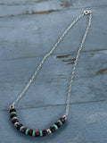 *Native American Made*  Navajo Tiffany Garcia  18" Turquoise with Purple Spiny Oyster Bar Necklace