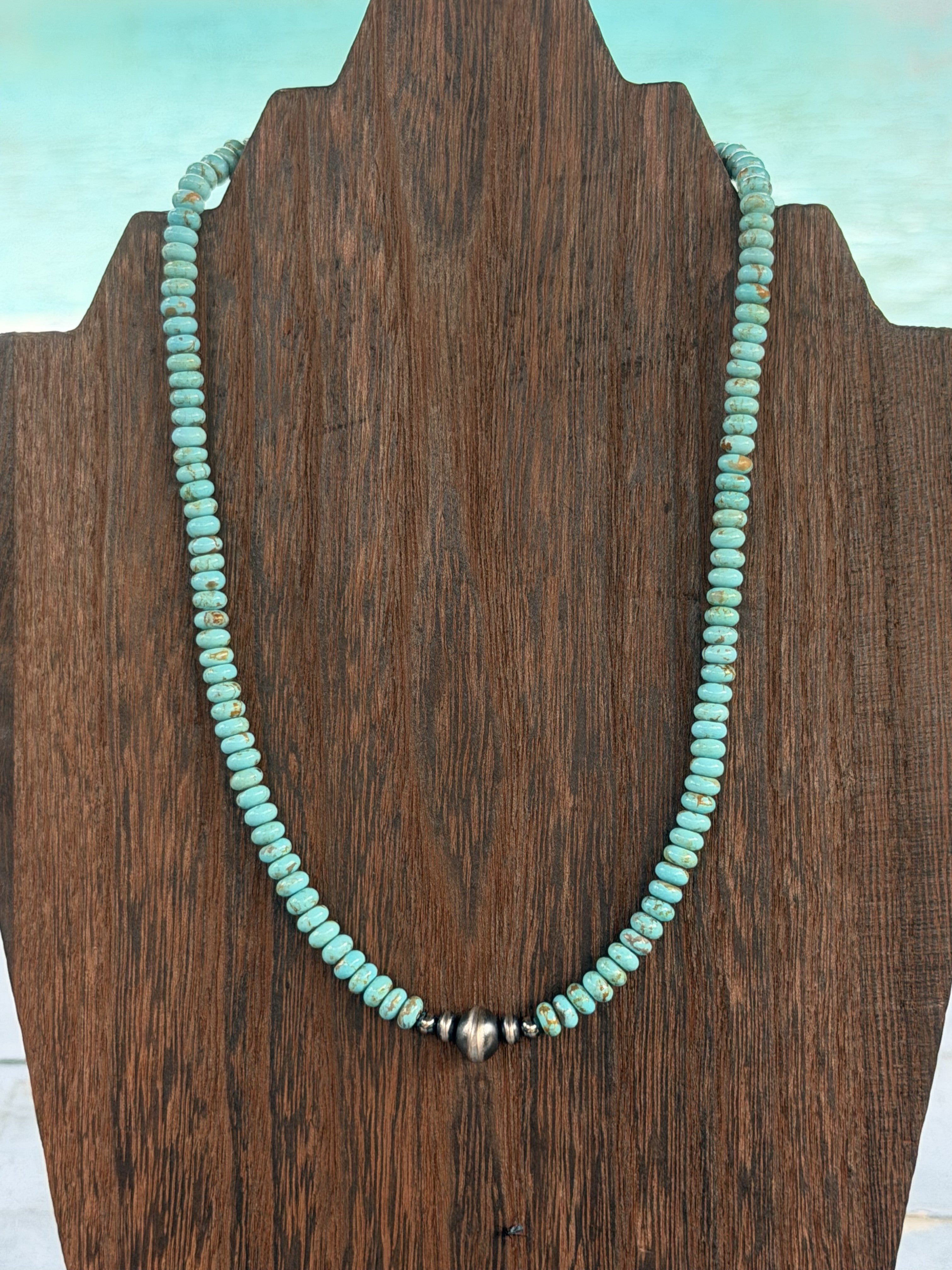 *Native American Made*  Navajo Miranda Thompson:  18" Mine #8 Rondelles with Navajo Made Pearl Necklace