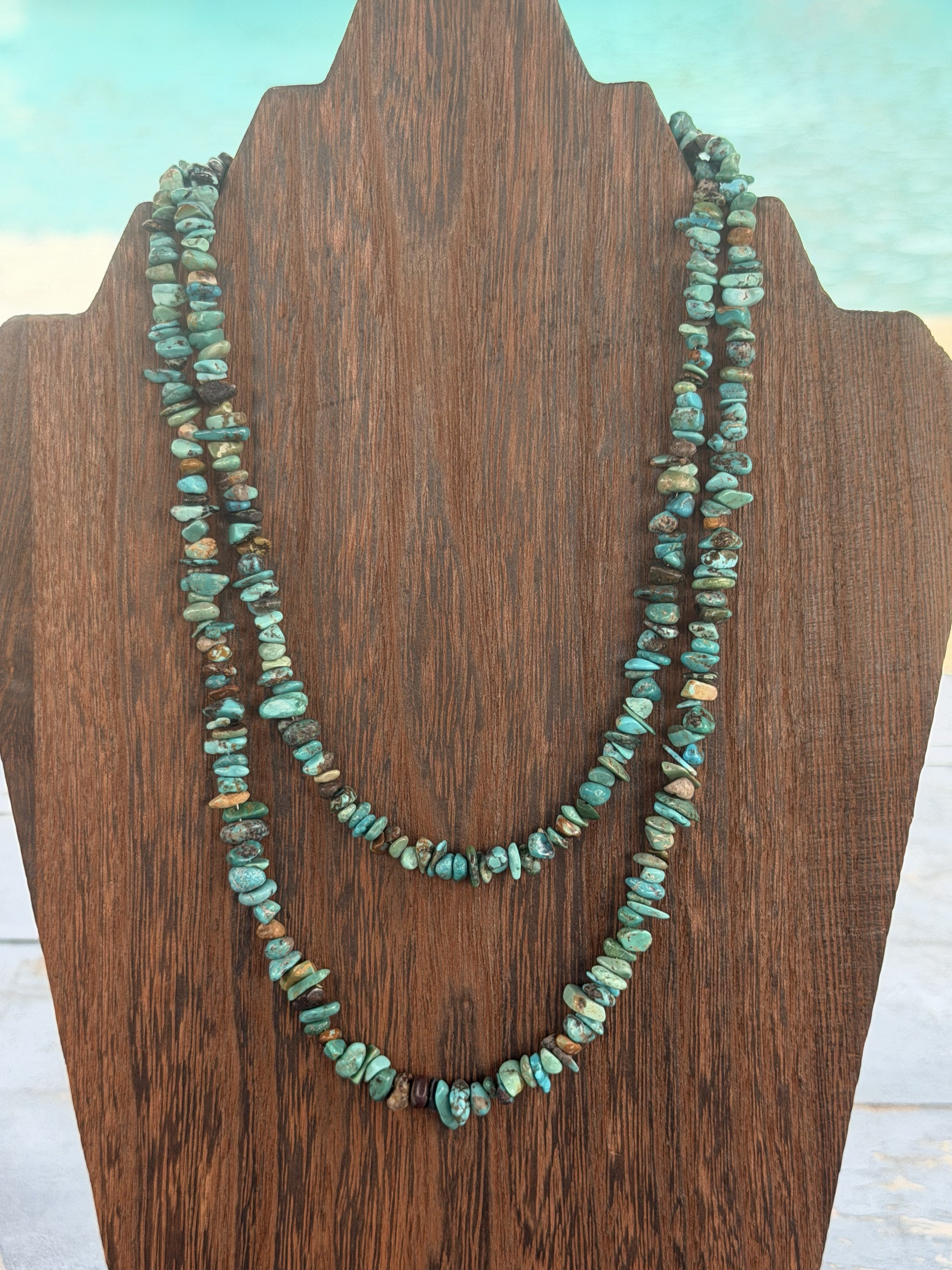 *Native American Made* Navajo Tammy Nolcott:  37" Turquoise Nugget Necklace