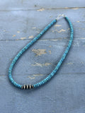 *Native American Made*  Navajo Miranda Thompson:  18" Sonoran Blue Turquoise with Sterling Silver Navajo Saucers