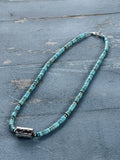 *Native American Made* Navajo Meranda Thompson:  17" Turquoise with Barrel Necklace