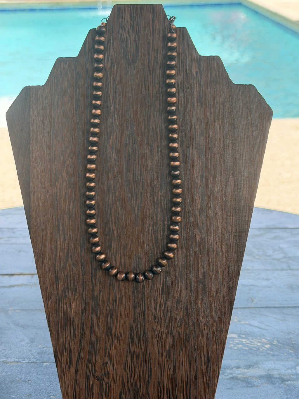 *Native American Made* Navajo Kimberly Tom:  18"-20" Copper Pearl Necklace