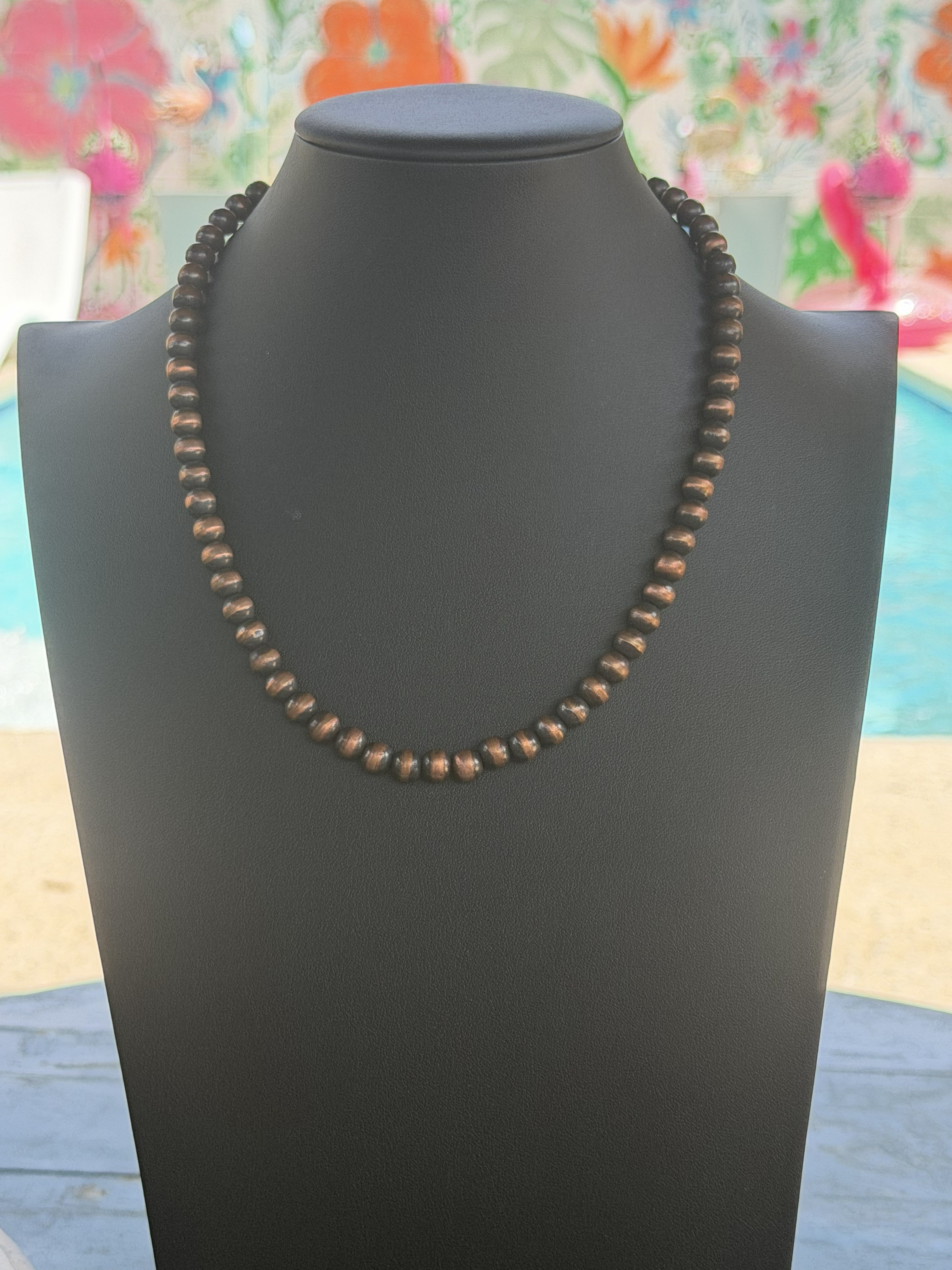 *Native American Made* Navajo Kimberly Tom:  18"-20" Copper Pearl Necklace