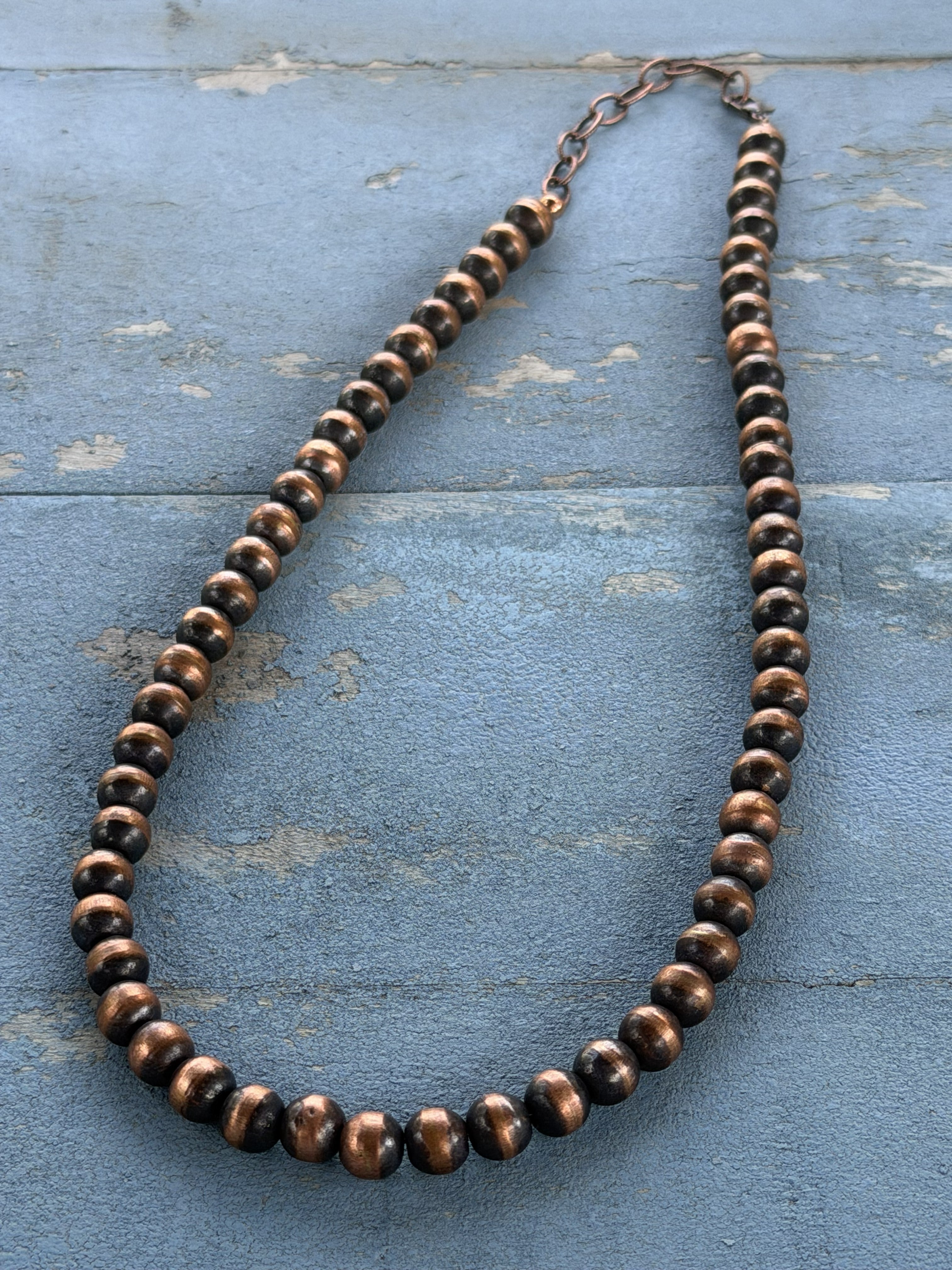*Native American Made* Navajo Kimberly Tom:  18"-20" Copper Pearl Necklace