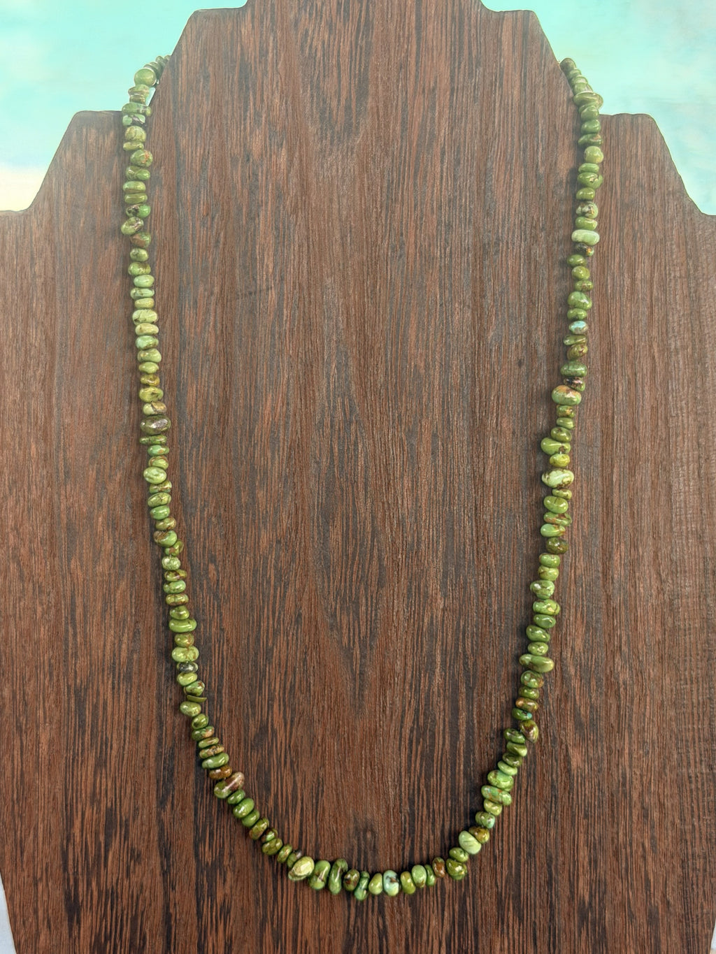 *Native American Made*  Navajo Tiffany Garcia:  19" Green Turquoise Necklace