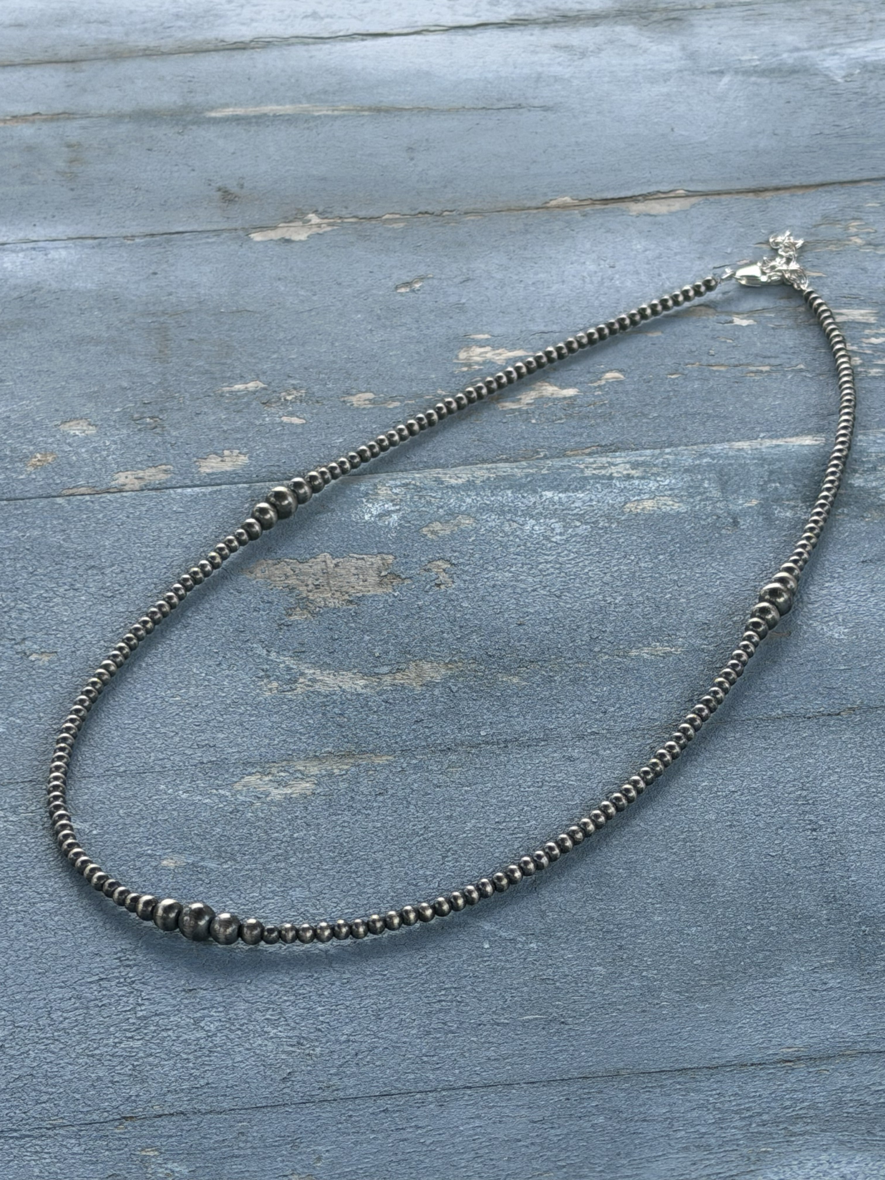 20" + 2" Extender Sterling Silver 3-6mm Graduated Handstrung Pearls
