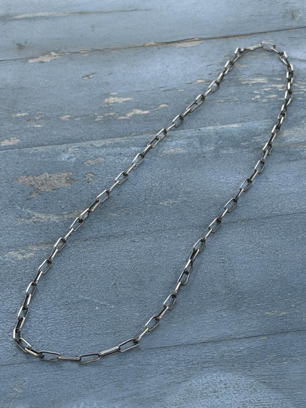 *Native American Made* Navajo Sally Shirley 24" Sterling Silver Paperclip Necklace