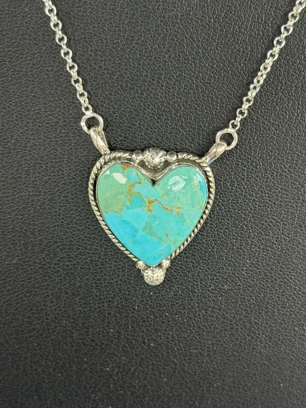 Sterling Silver with Kingman Heart Necklace