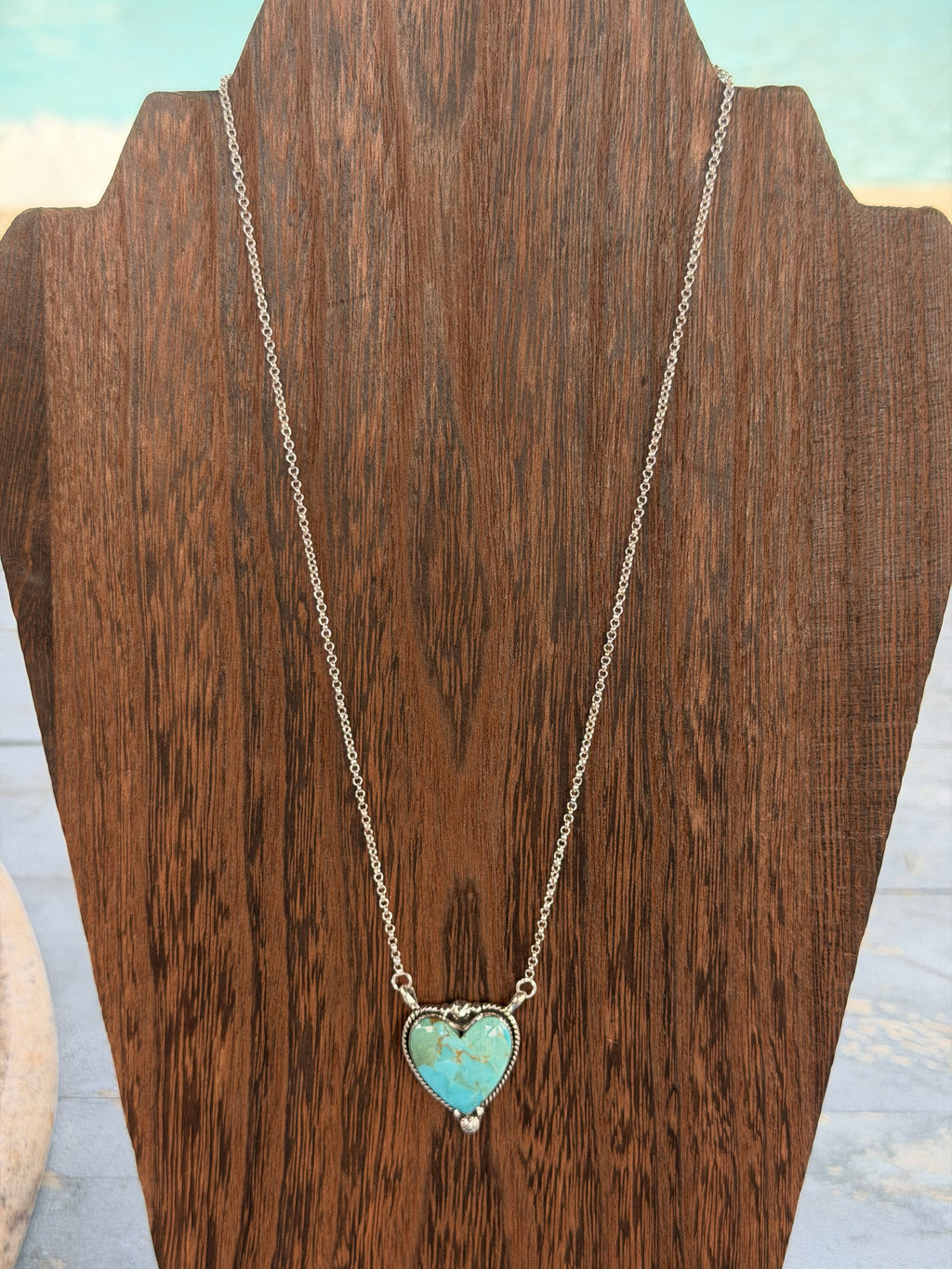 Sterling Silver with Kingman Heart Necklace
