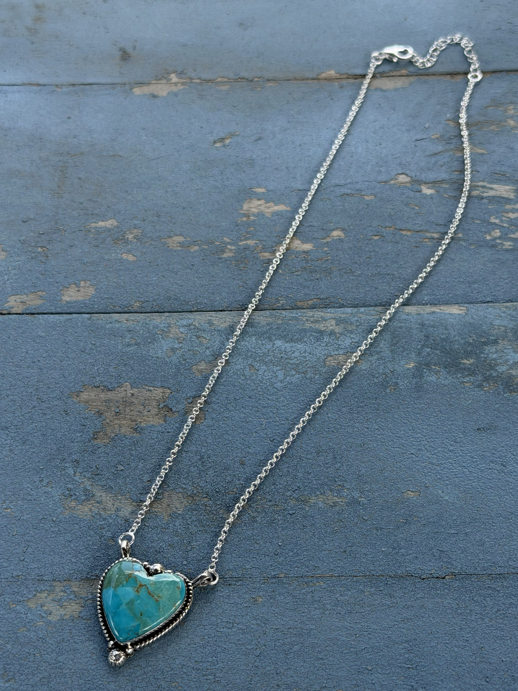Sterling Silver with Kingman Heart Necklace