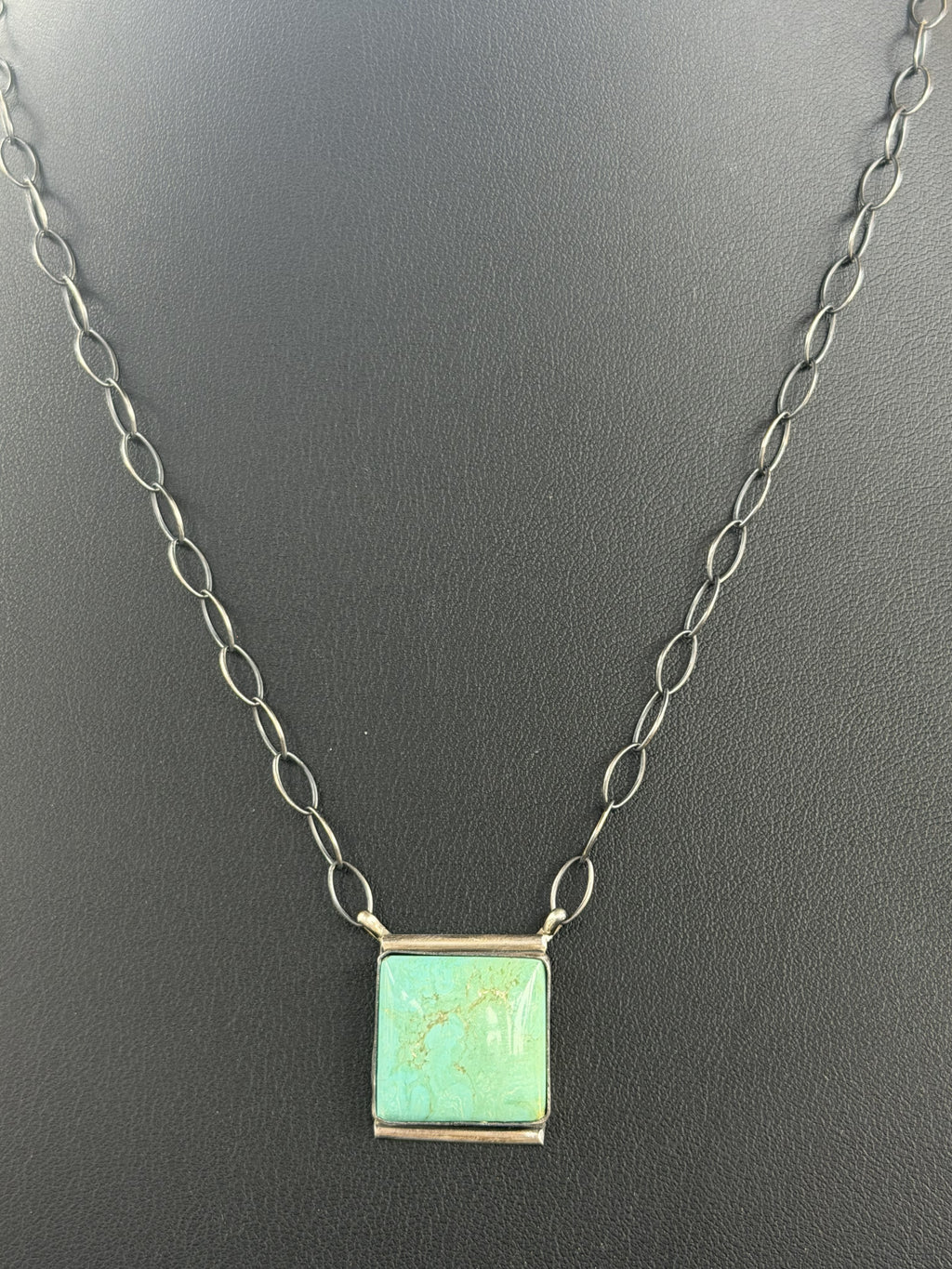 *Native American Made* Navajo Scott Skeets:  Sterling Silver with Royston Square Necklace