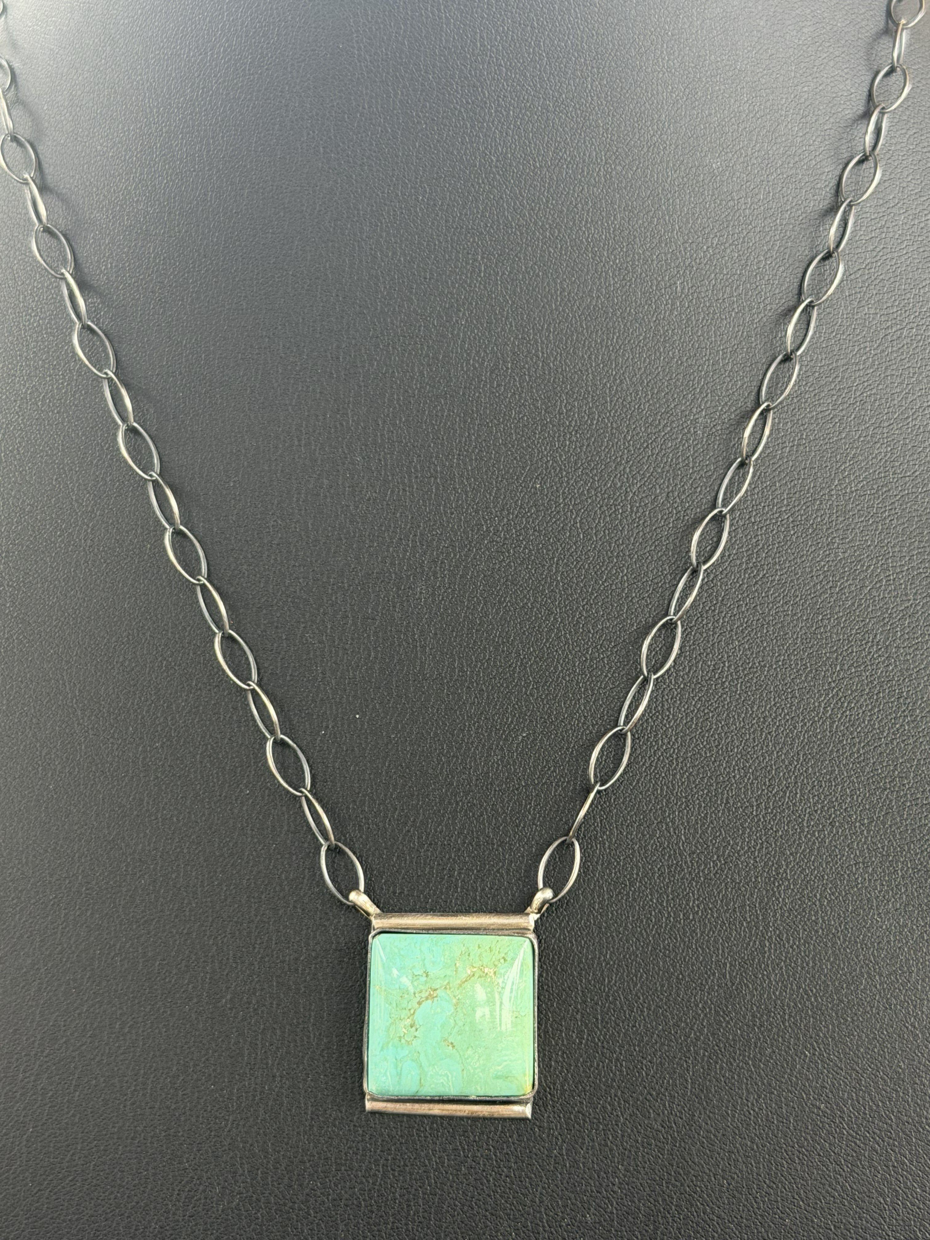 *Native American Made* Navajo Scott Skeets:  Sterling Silver with Royston Square Necklace