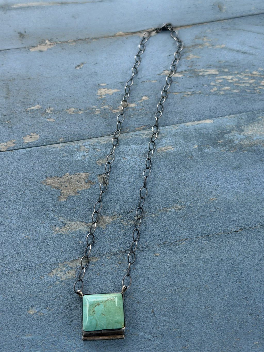 *Native American Made* Navajo Scott Skeets:  Sterling Silver with Royston Square Necklace