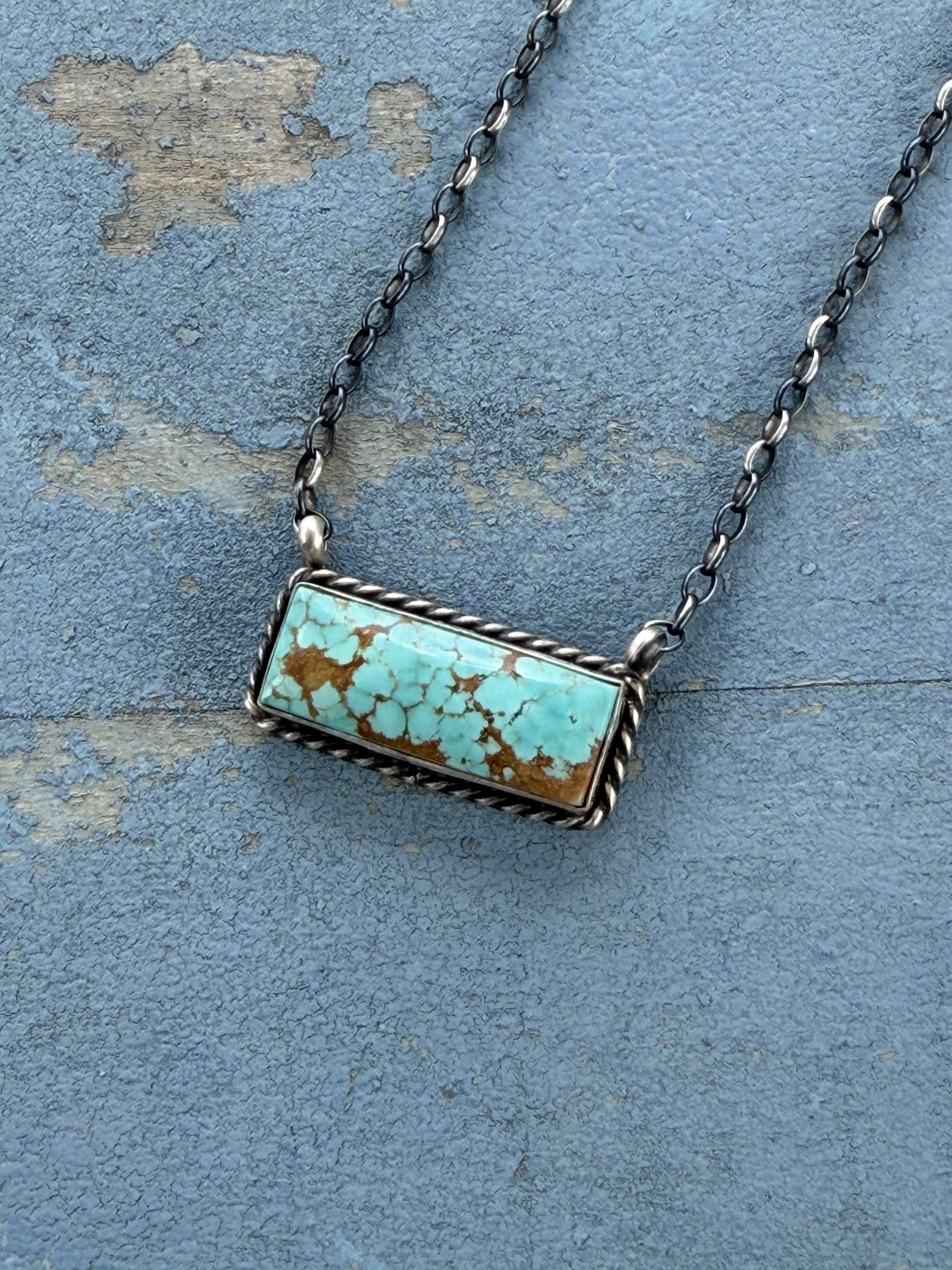 *Native American Made* Navajo Chastity Belone:  16" Sterling Silver with Mine #8 Bar Necklace