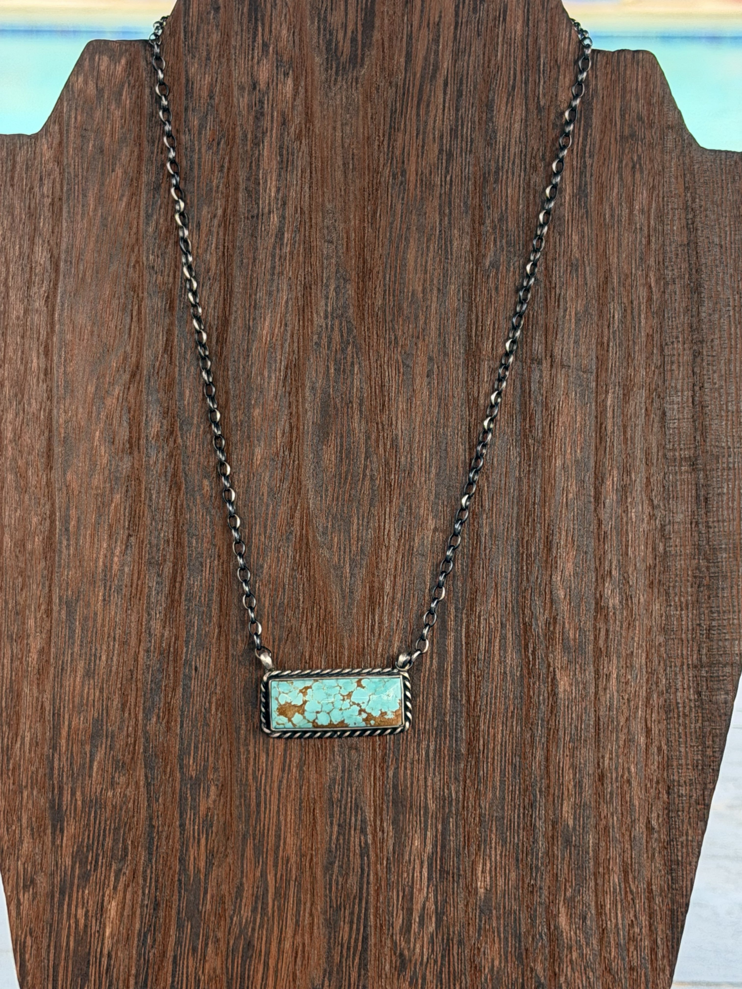 *Native American Made* Navajo Chastity Belone:  16" Sterling Silver with Mine #8 Bar Necklace
