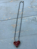 *Native American Made*  Navajo Chastity Belone:  Sterling Silver with Purple Spiny Heart Necklace