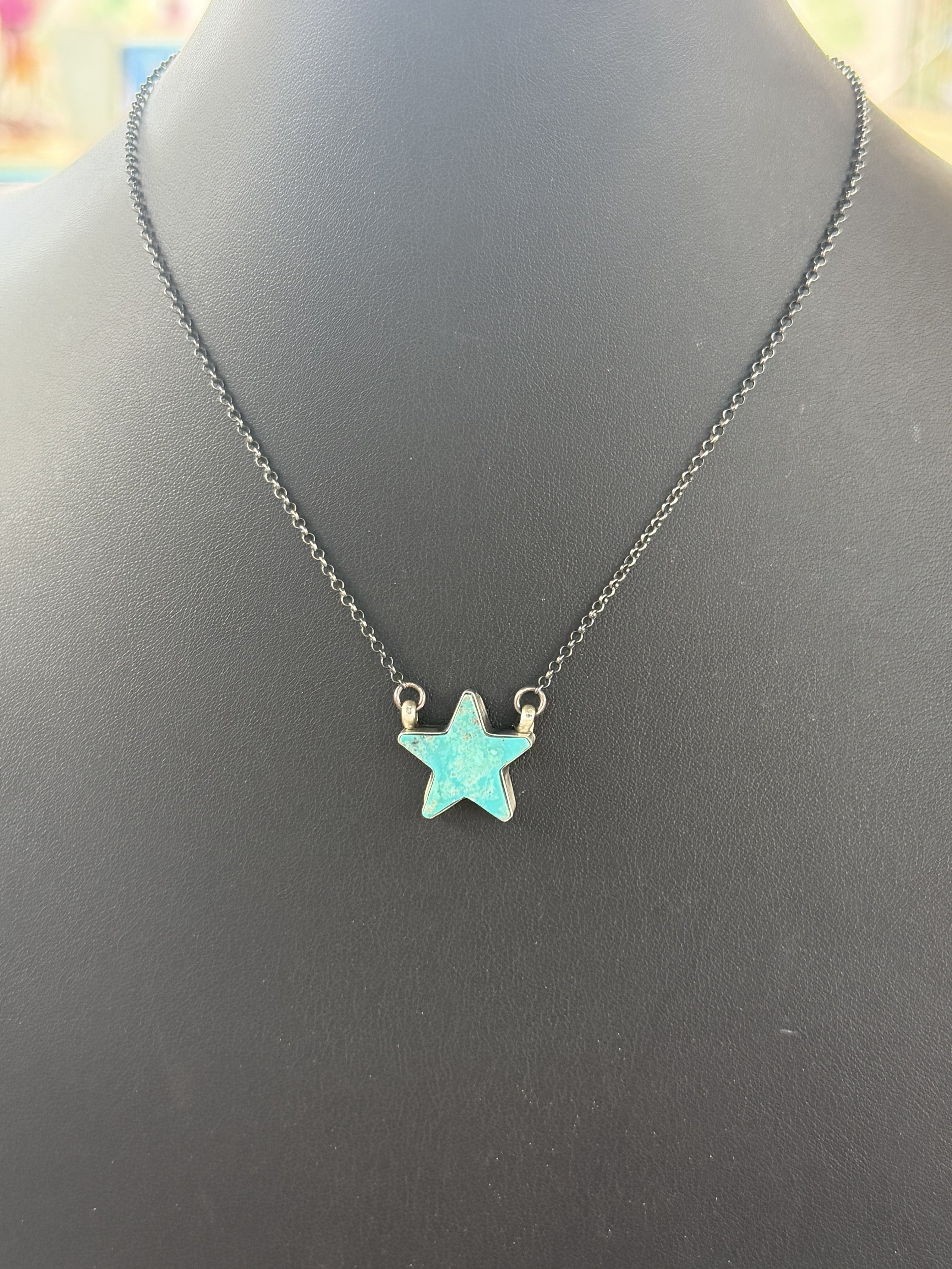 *Native American Made* Navajo Donovan Skeets 17" Kingman Star Necklace