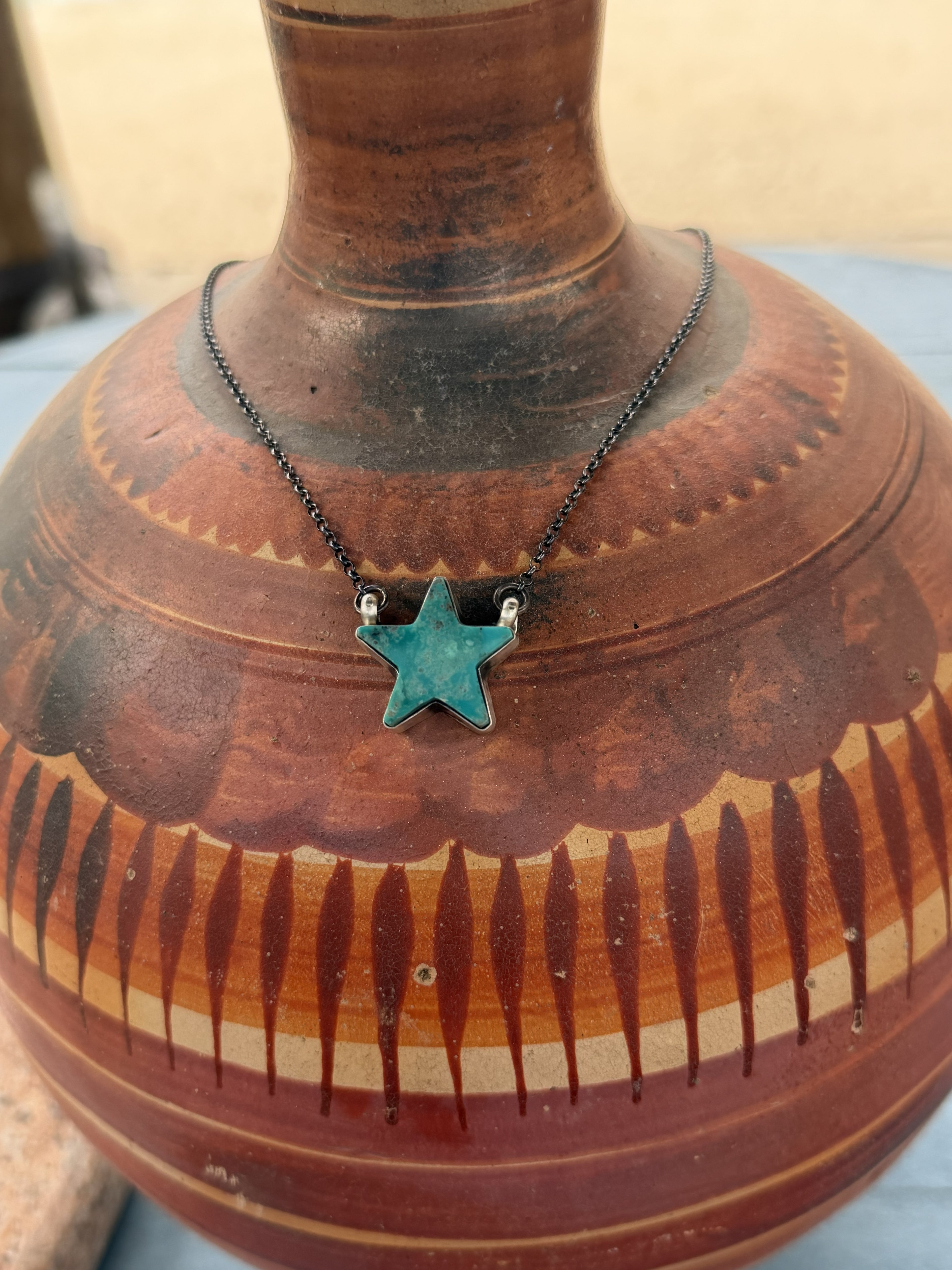 *Native American Made* Navajo Donovan Skeets 17" Kingman Star Necklace